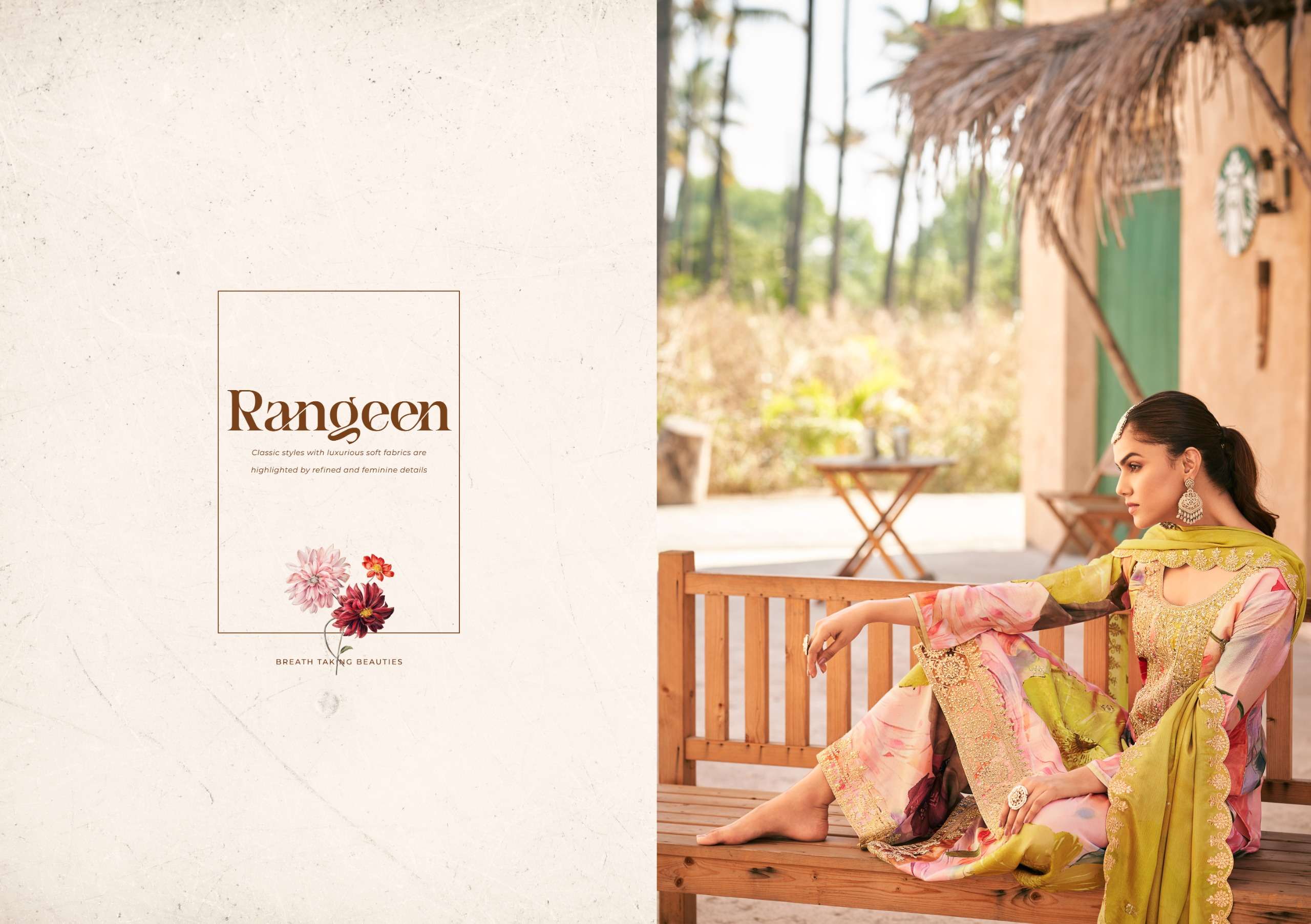 radha trendz rangeen 4011-4014 series digital print with embroidery work material catalogue surat gujarat 