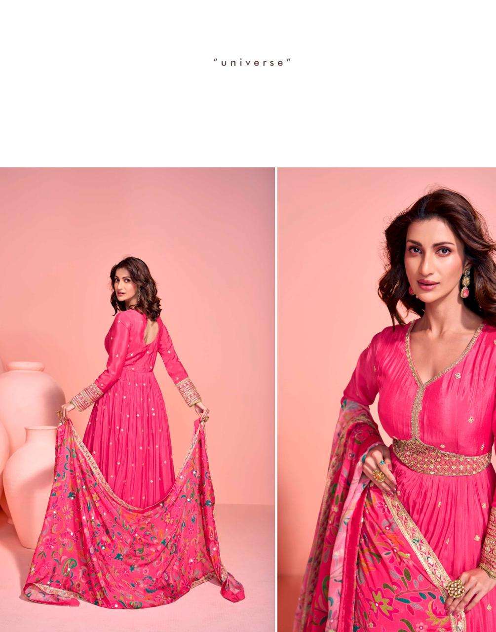 sayuri designer mayuri 5792-5794 series exclusive party wear chinon embroidered free size gown 3 pcs set to set catalogue surat