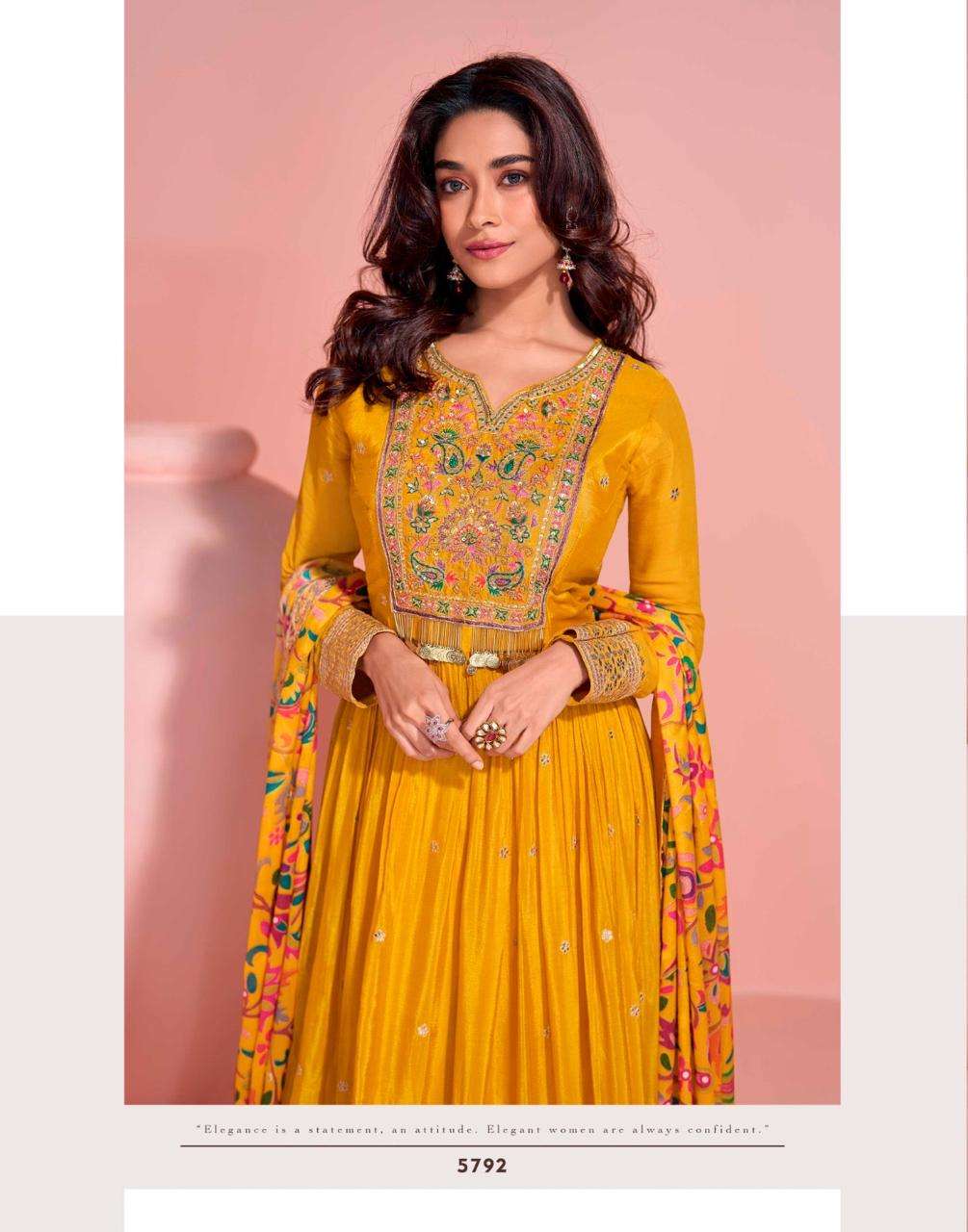 sayuri designer mayuri 5792-5794 series exclusive party wear chinon embroidered free size gown 3 pcs set to set catalogue surat