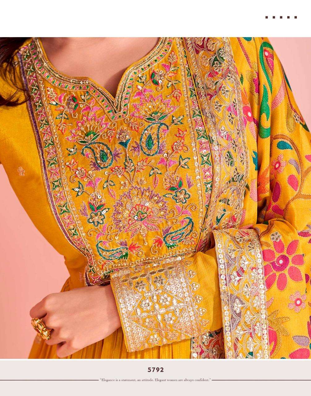 sayuri designer mayuri 5792-5794 series exclusive party wear chinon embroidered free size gown 3 pcs set to set catalogue surat