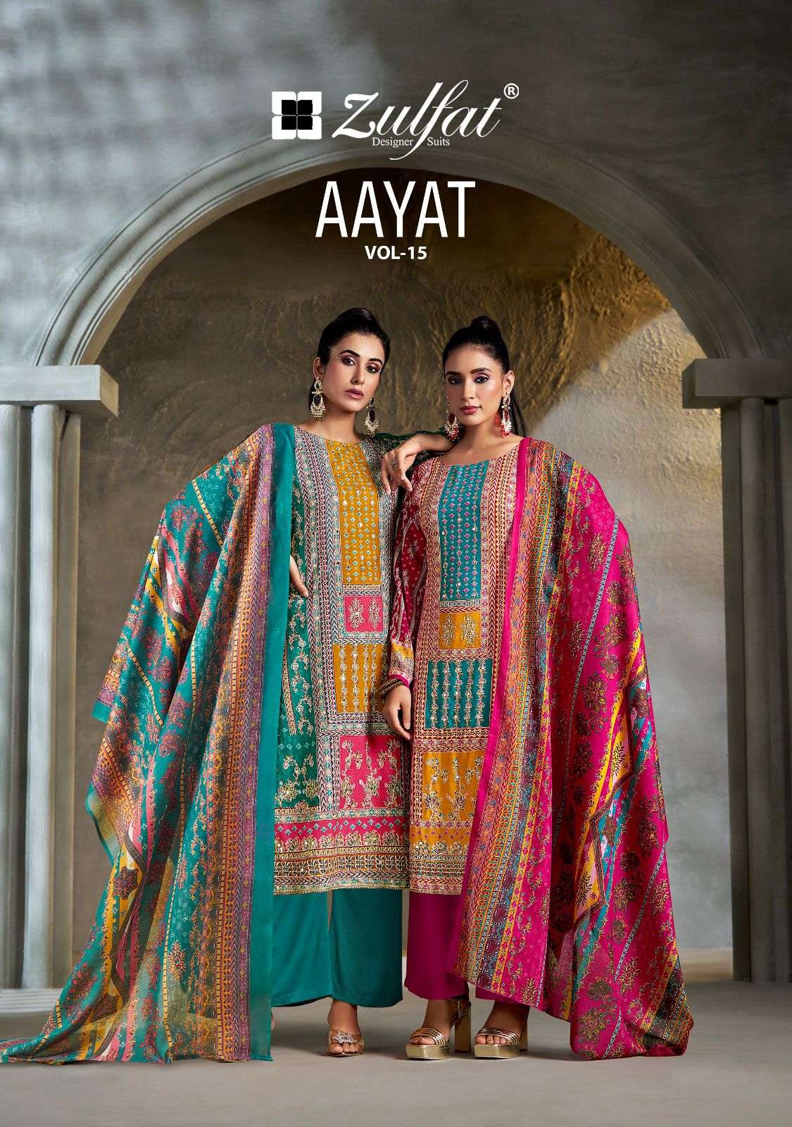 aayat vol 15 by zulfat designer suita colors series viscose rayon handwork and embroidery fancy salwar kameez best online price surat
