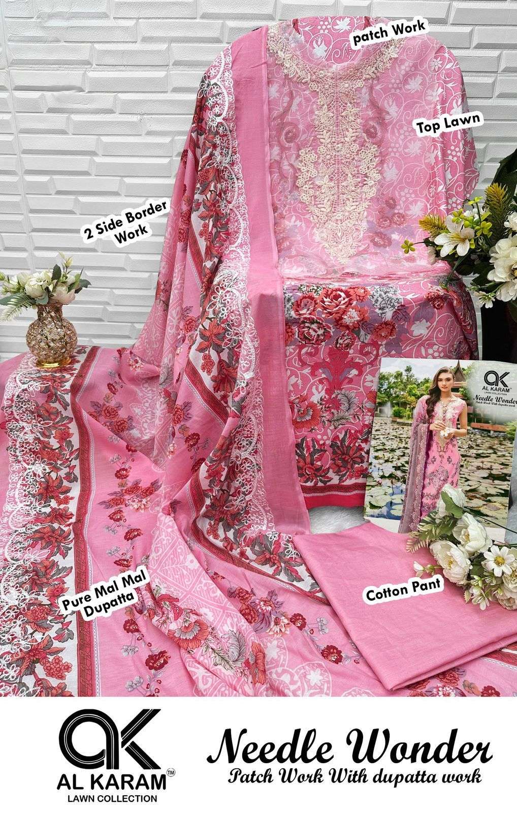 al karam needle wonder lawn cotton patch work designer salwar kameez embroidered best catalogue eid special price 