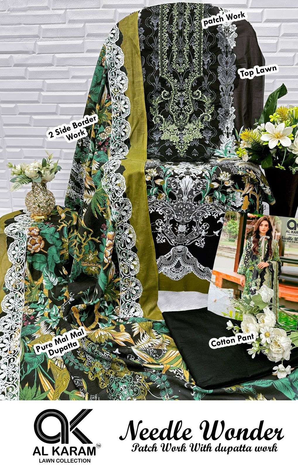 al karam needle wonder lawn cotton patch work designer salwar kameez embroidered best catalogue eid special price 