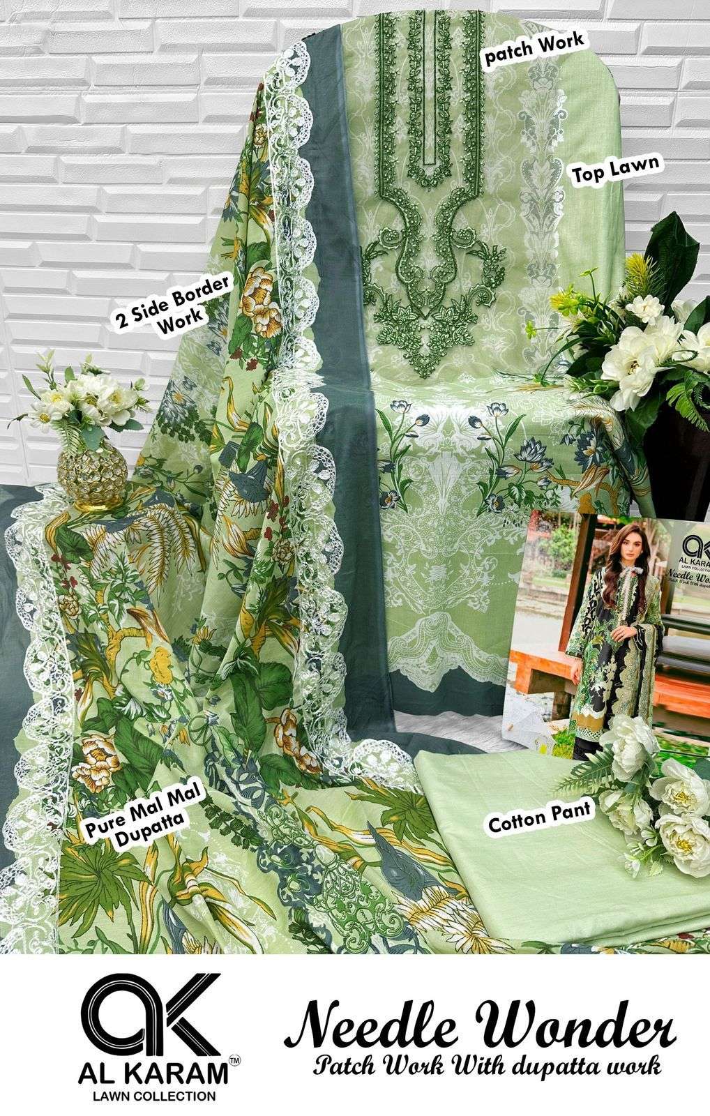 al karam needle wonder lawn cotton patch work designer salwar kameez embroidered best catalogue eid special price 