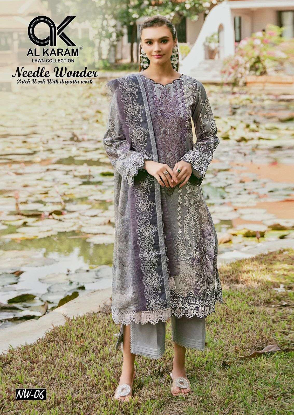 al karam needle wonder lawn cotton patch work designer salwar kameez embroidered best catalogue eid special price 