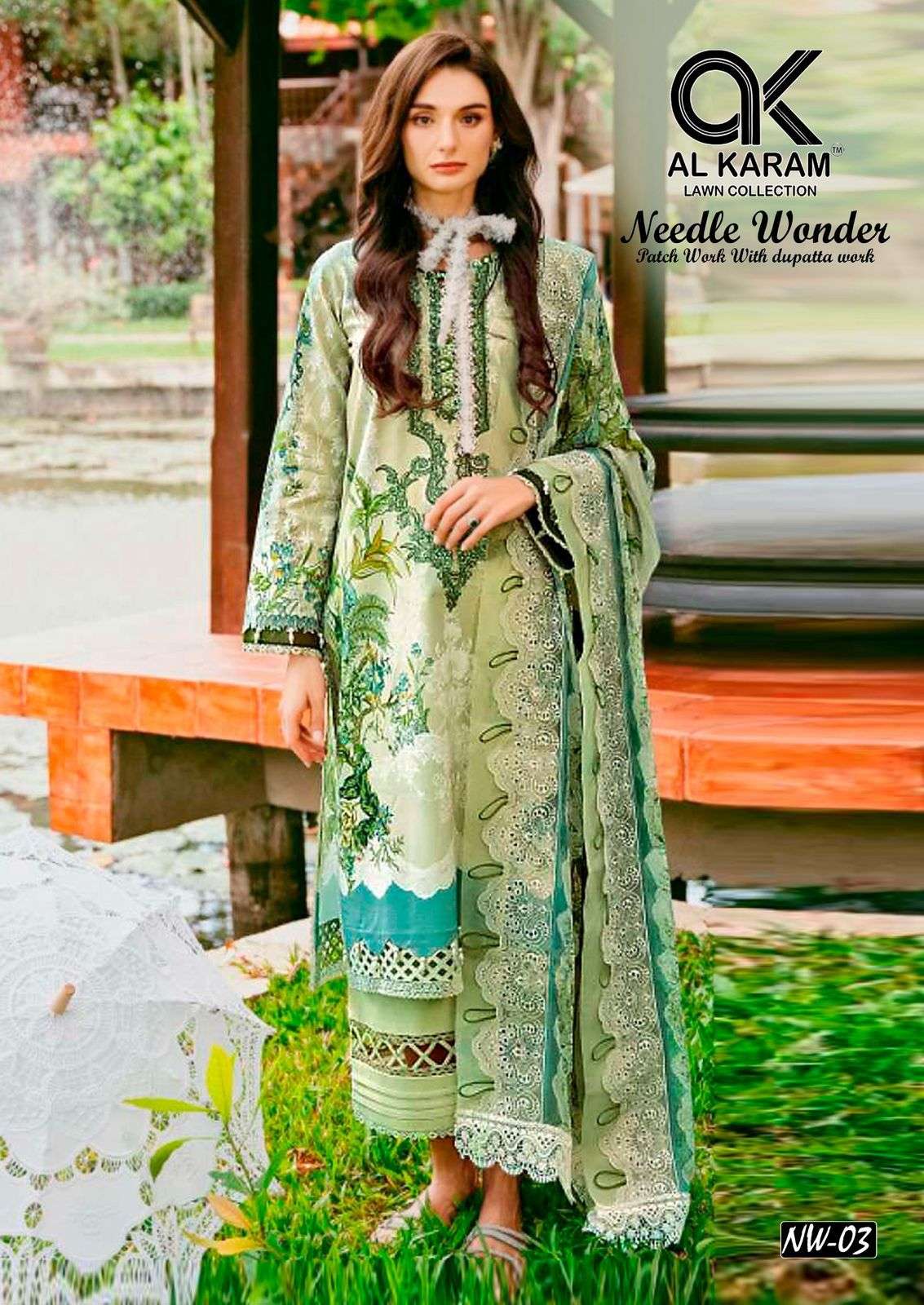 al karam needle wonder lawn cotton patch work designer salwar kameez embroidered best catalogue eid special price 