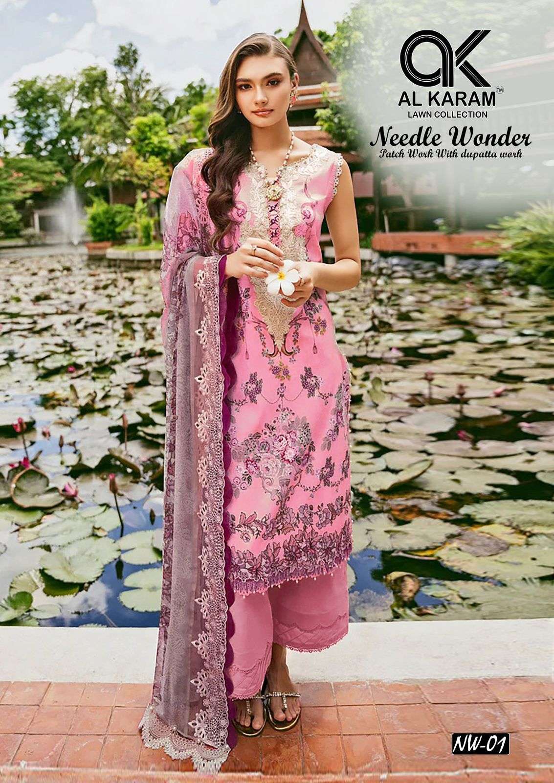 al karam needle wonder lawn cotton patch work designer salwar kameez embroidered best catalogue eid special price 