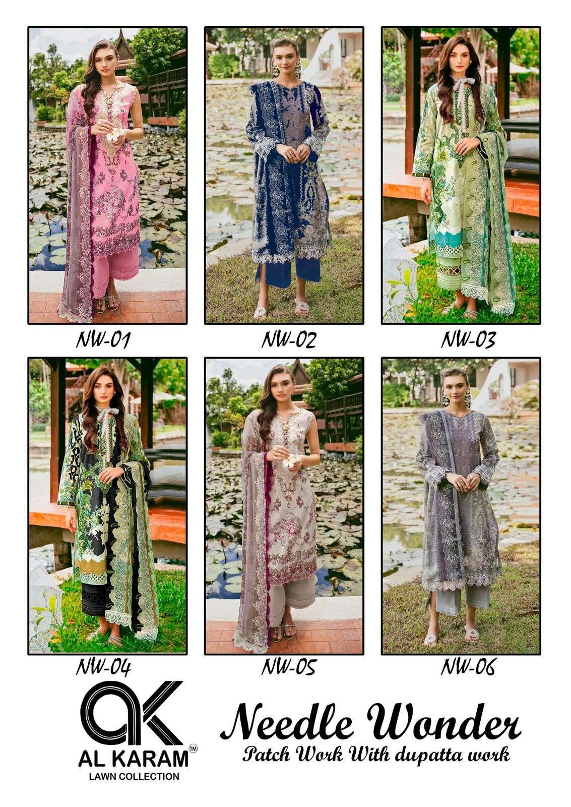 al karam needle wonder lawn cotton patch work designer salwar kameez embroidered best catalogue eid special price 