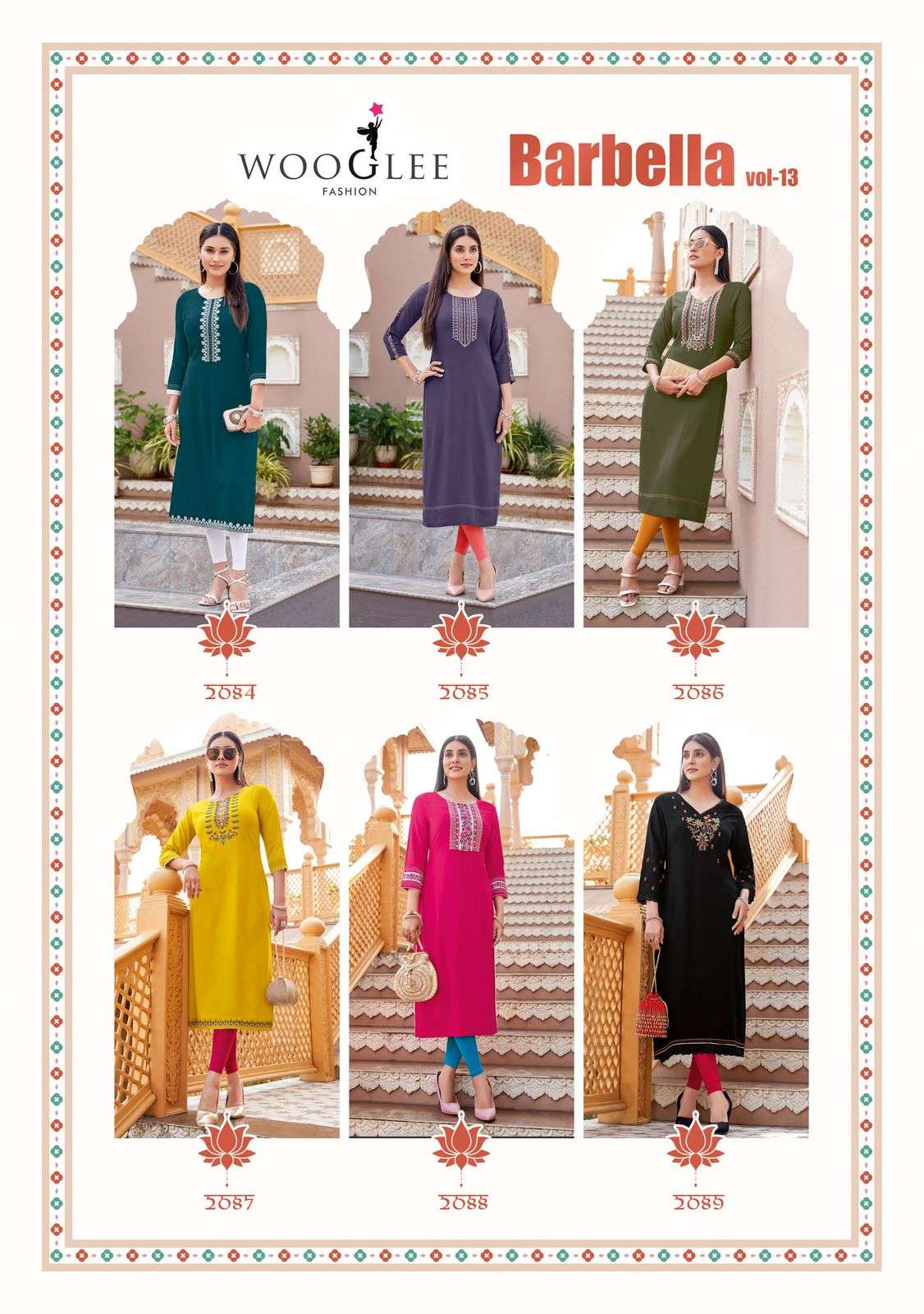 barbella vol 13 by wooglee fashion colors series heavy rayon designer kurtis best online price surat
