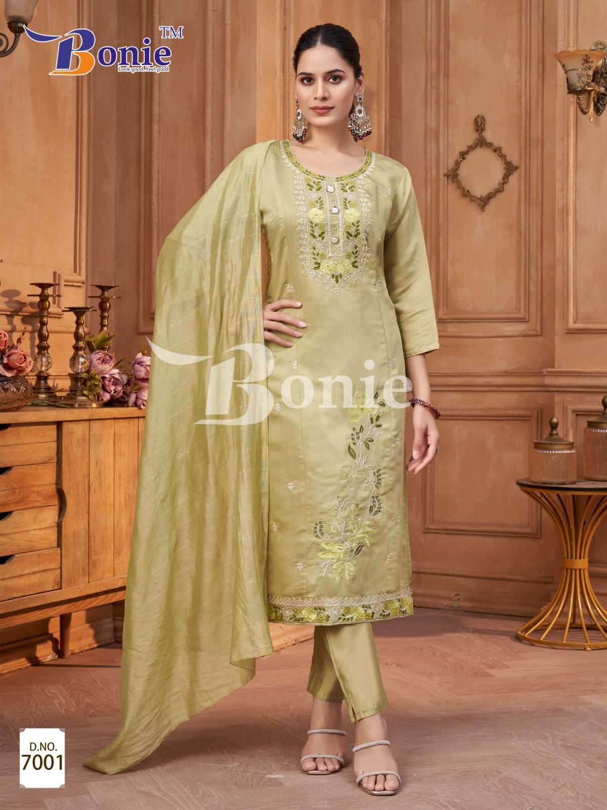 chavi vol 7 by bonie colors series roman embroidery designer kurti with pant set best online price 