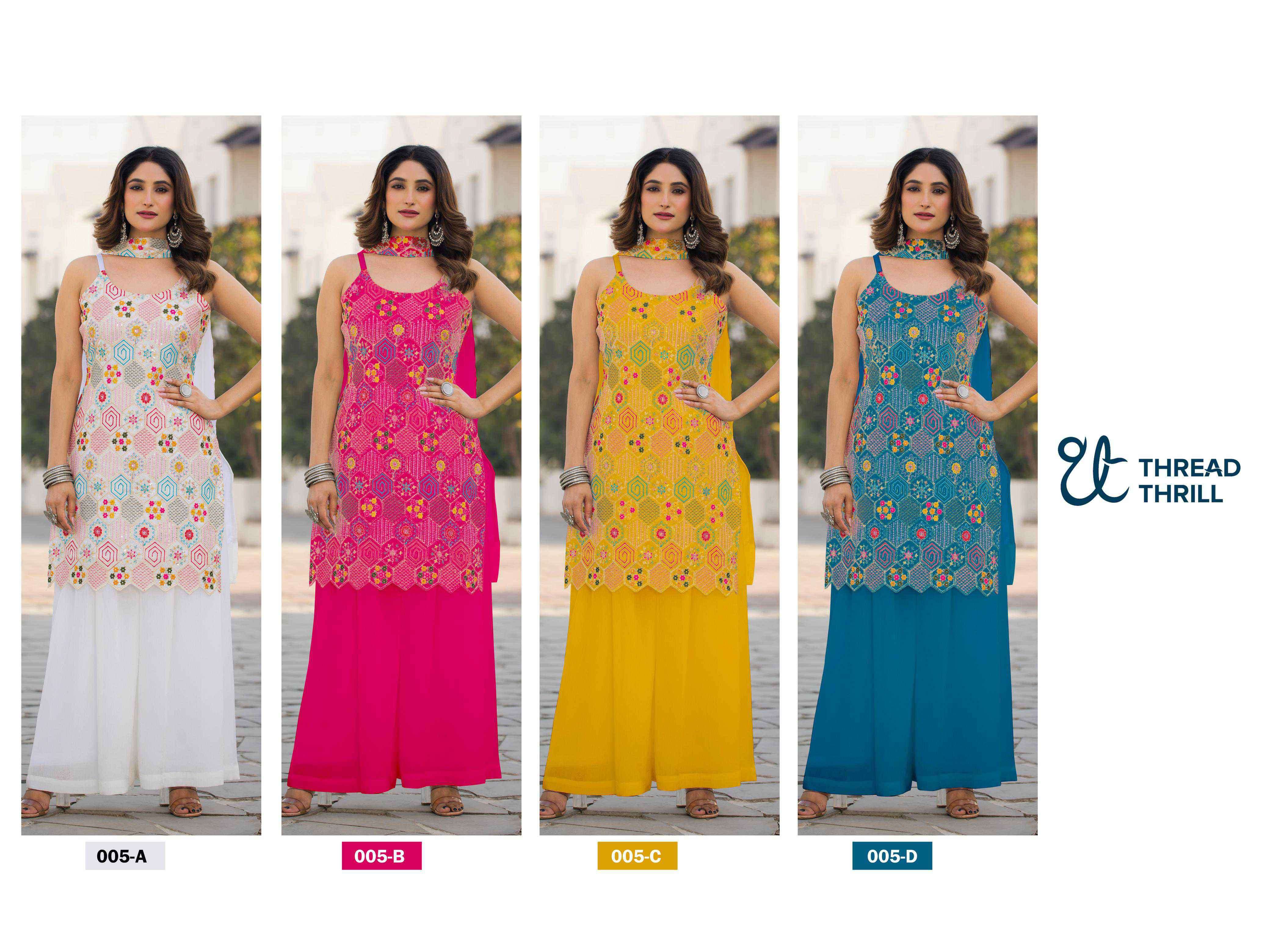 design no 005 by threadthrill colors  exclusive embroidery designer readymade wedding wear salwar kameez best online price surat