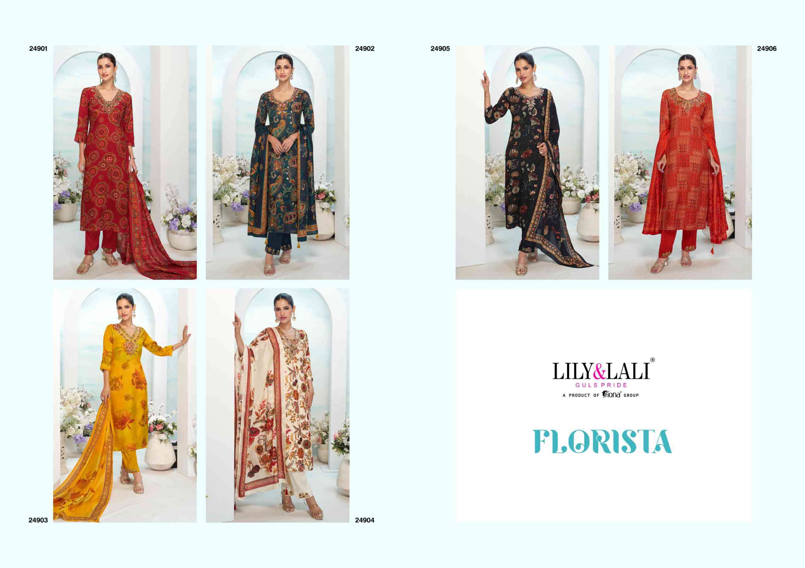florista by lily&lali24901-24906 series crepe mirror handworked dessigner salwar kameez best online price surat