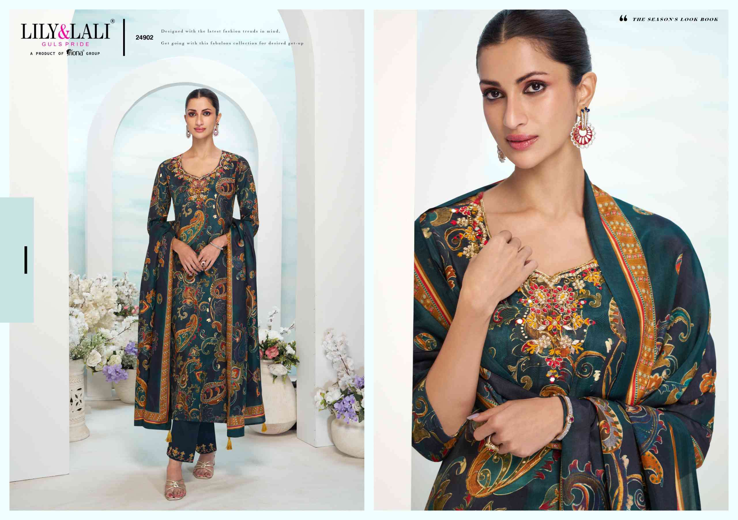 florista by lily&lali24901-24906 series crepe mirror handworked dessigner salwar kameez best online price surat