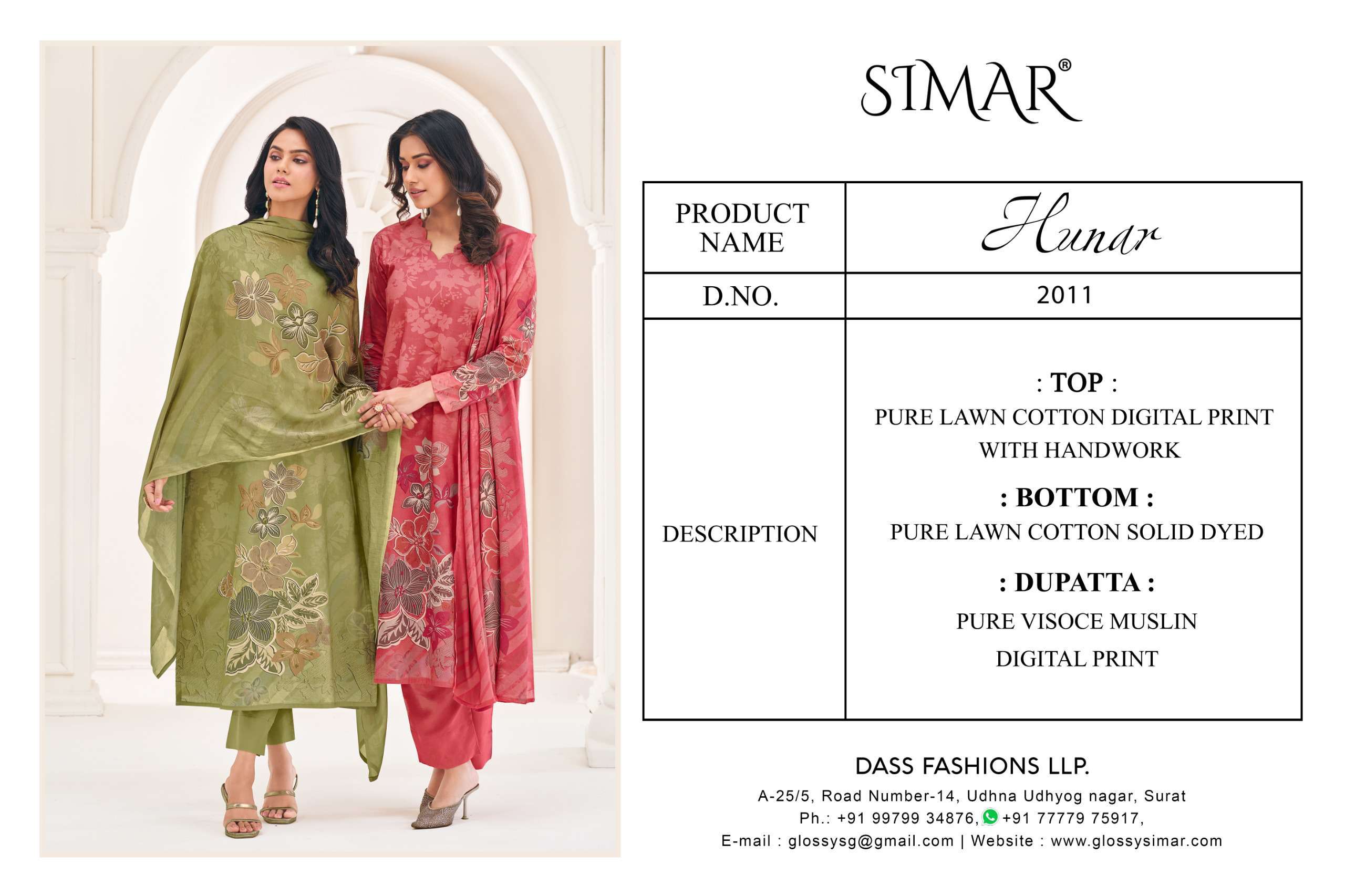 hunar by simar colors lawn cotton summer wear designer salwar kameez best online price surat
