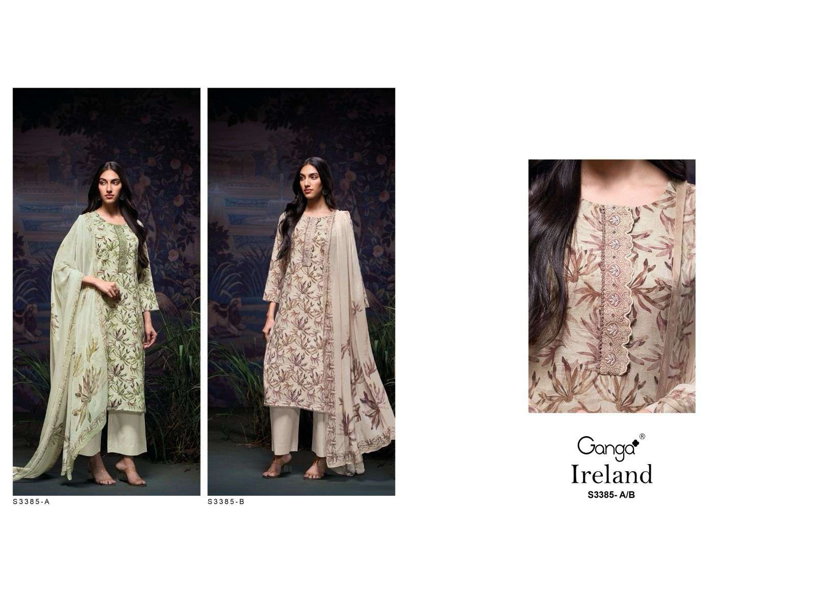  ireland 3385 by ganga colors series cotton linen with embroidery designer salwar kameez best online price surat