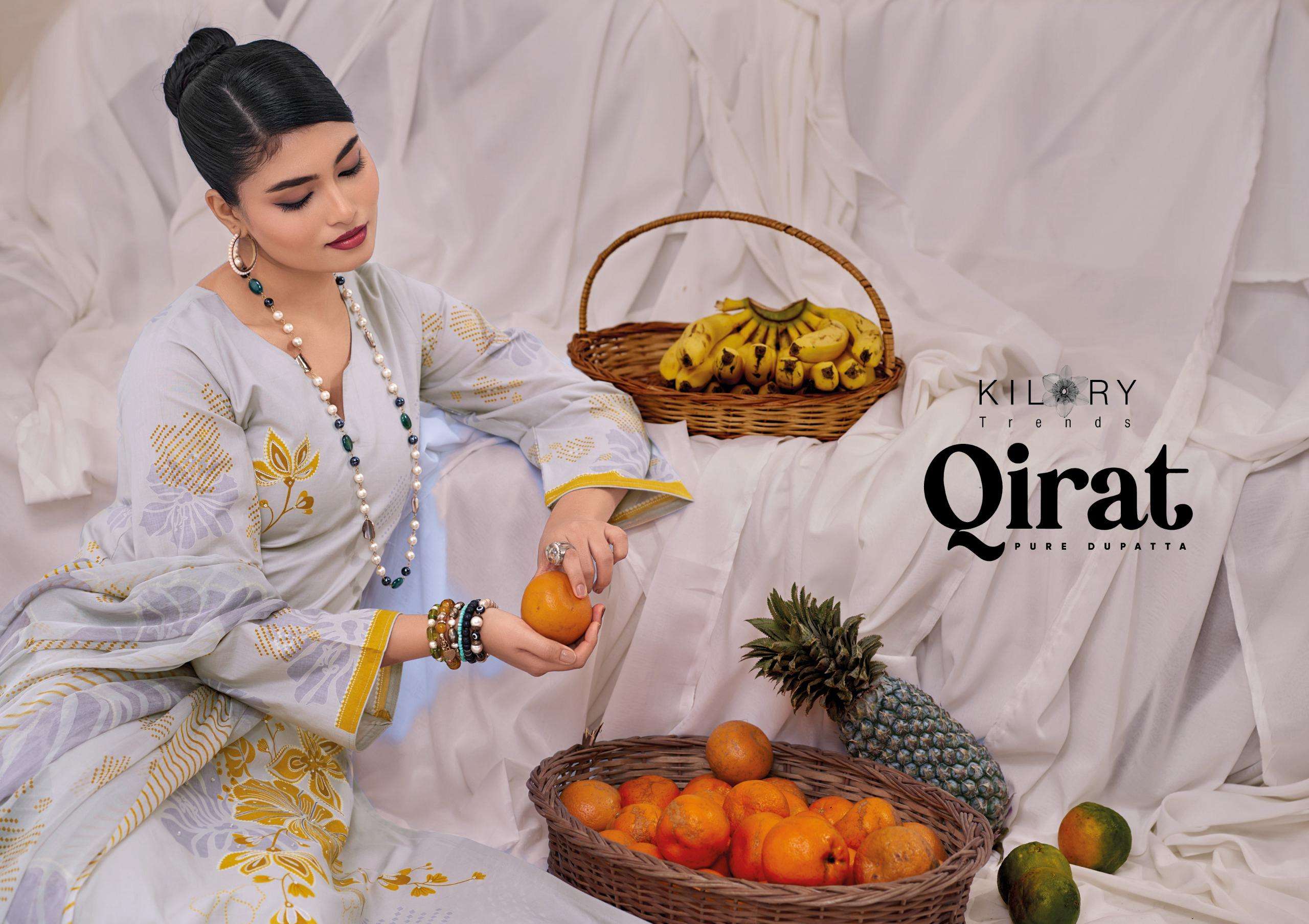kilory trends qirat 1391-1394 series designer pure lawn cotton digital hand work embroidered salwar suits buy online shopping surat