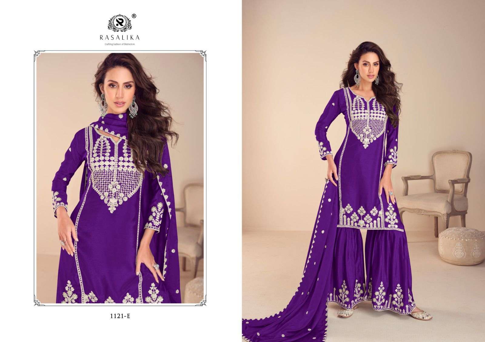 mehfil gold by rasalika colors series chinnon silk with heavy embroidery work fancy salwar kameez best online price surat