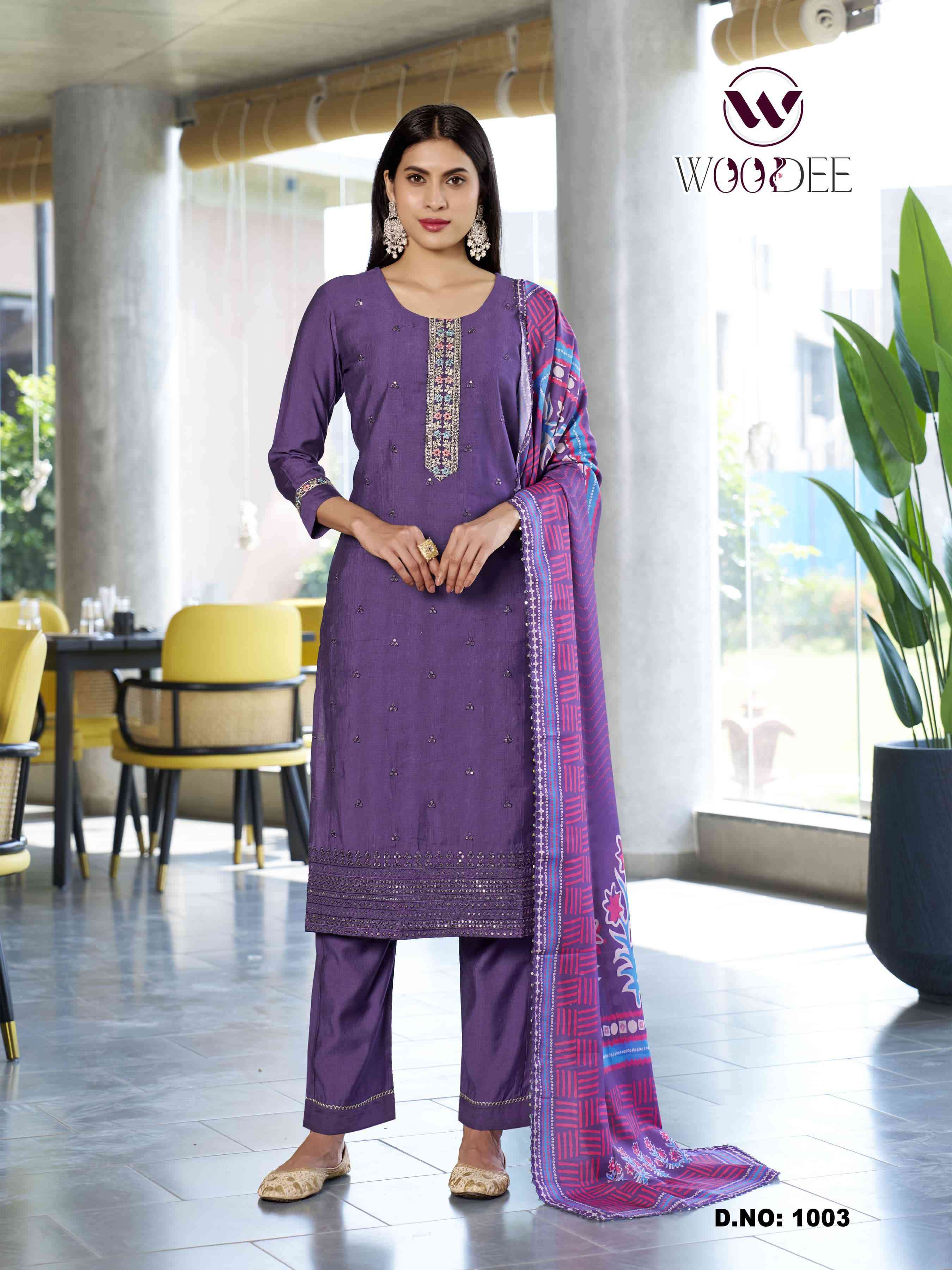 milly by woodee 1001-1006  series viscose muslin digital print cording sequence thread ready made kurti best online price surat