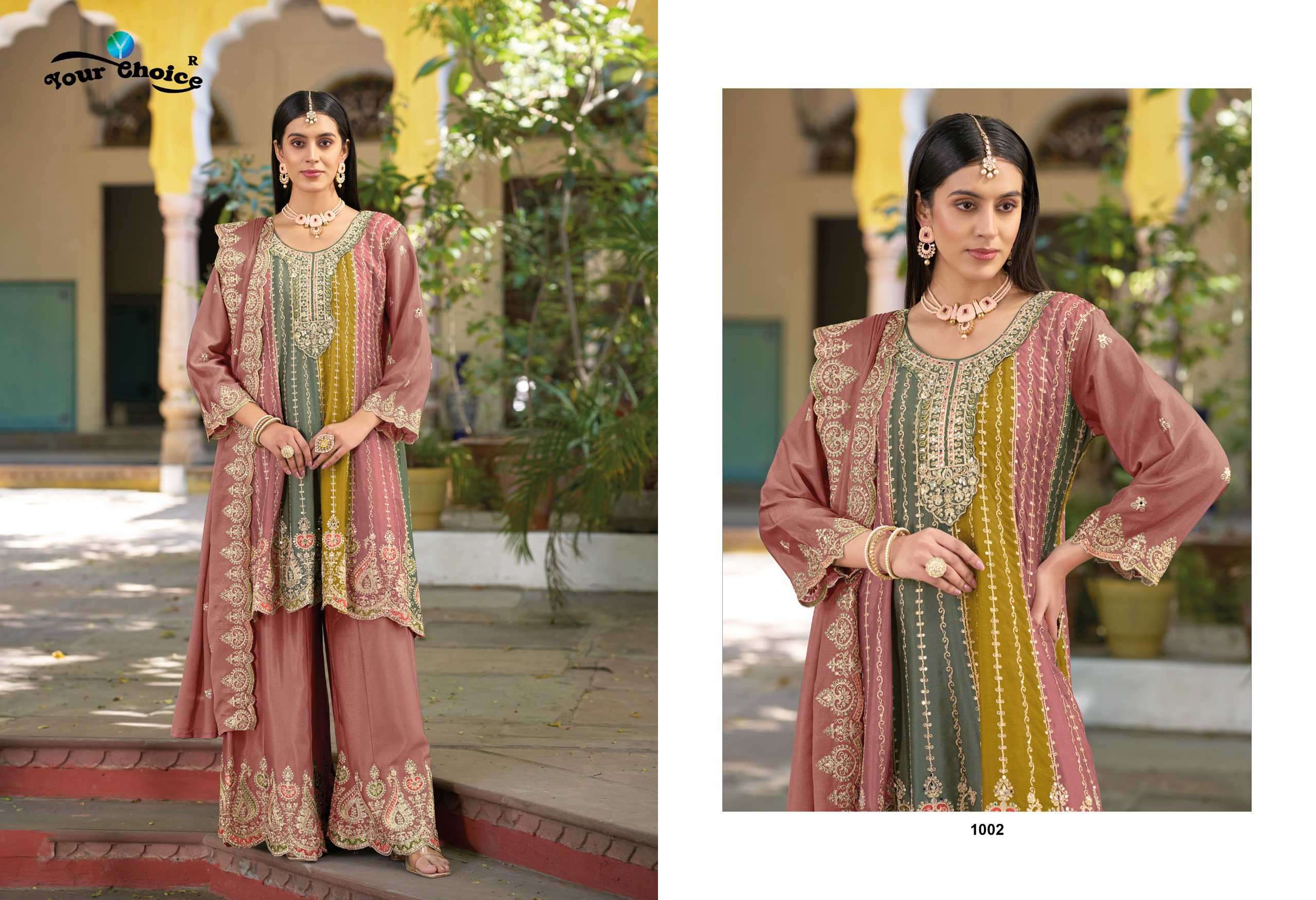 orra vol 6 by your choice 1001-1003 series heavy chinon embroidery free size stitched pakistani wear collection online surat