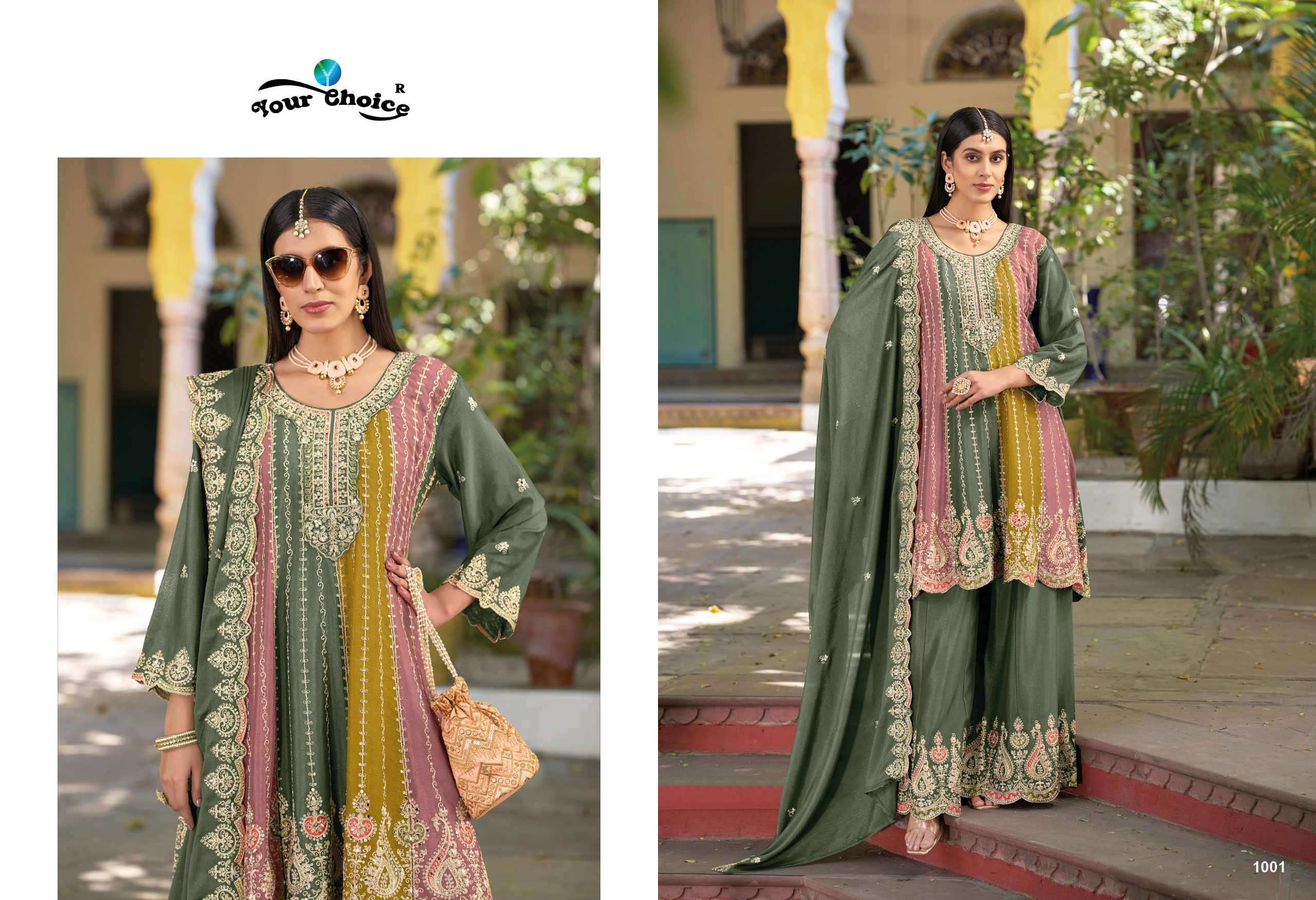 orra vol 6 by your choice 1001-1003 series heavy chinon embroidery free size stitched pakistani wear collection online surat