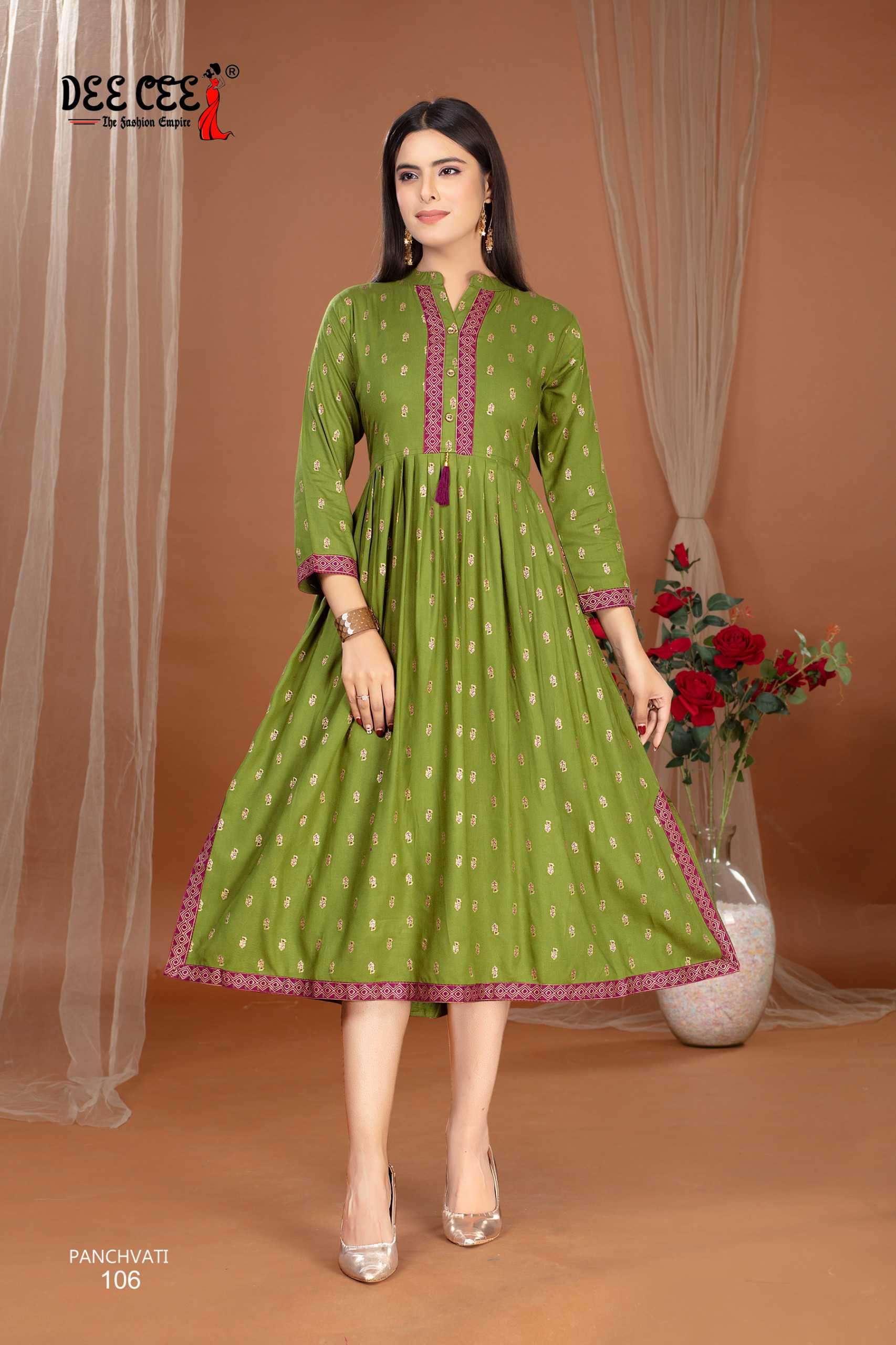 panchvati by deecee color series rayon plain designer party wear kurti best online price surat india 