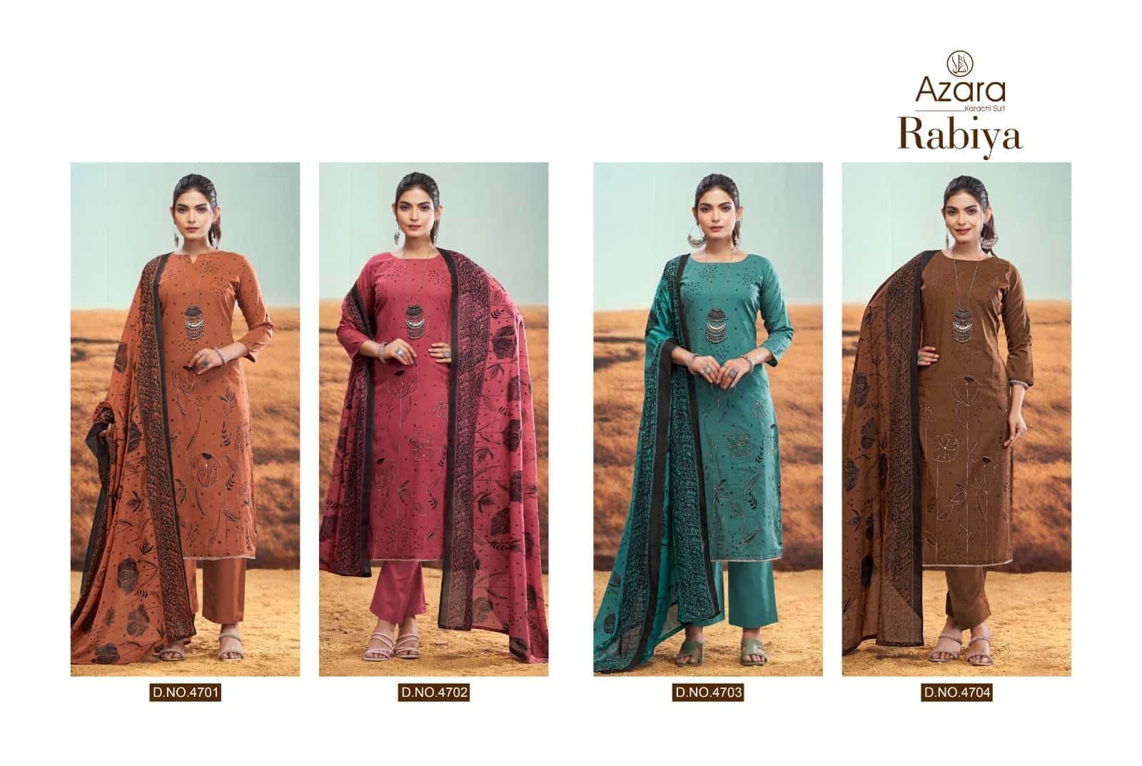 rabiya by azara colors series lawn cotton with jari work fancy salwar kameez best online price surat