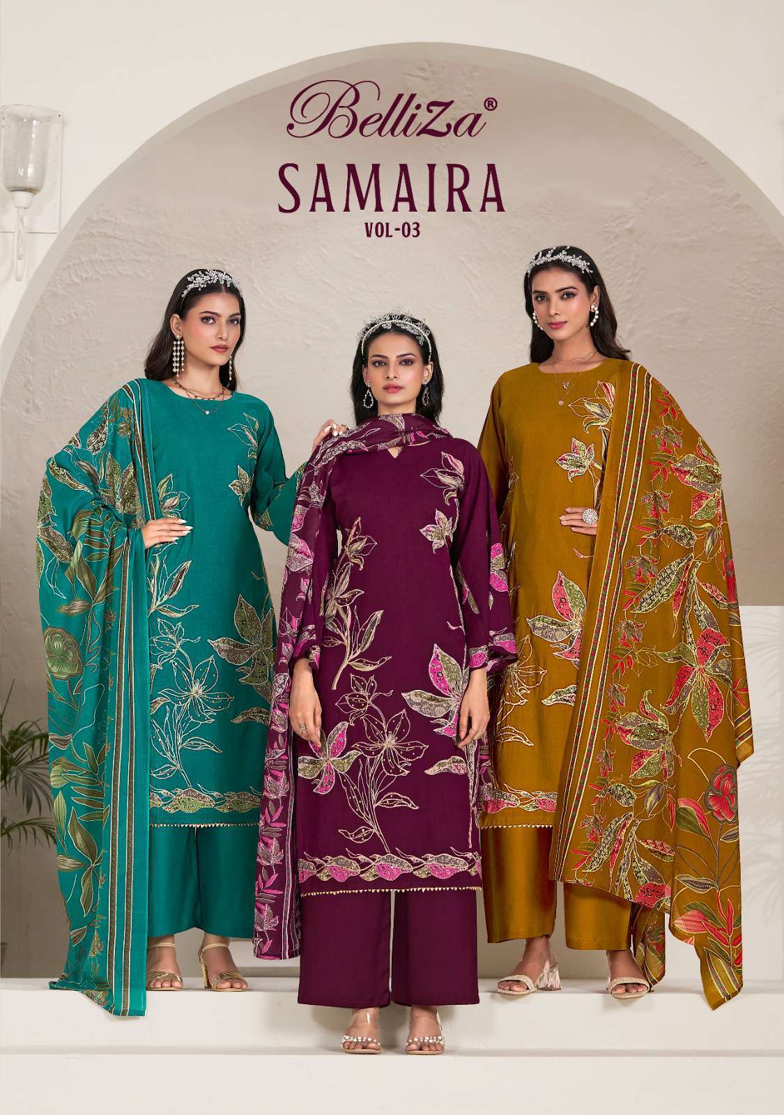 samaira vol 3 by zulfat designer suits colors series viscose rayon embroidery worked designer salwar kameez best online price surat