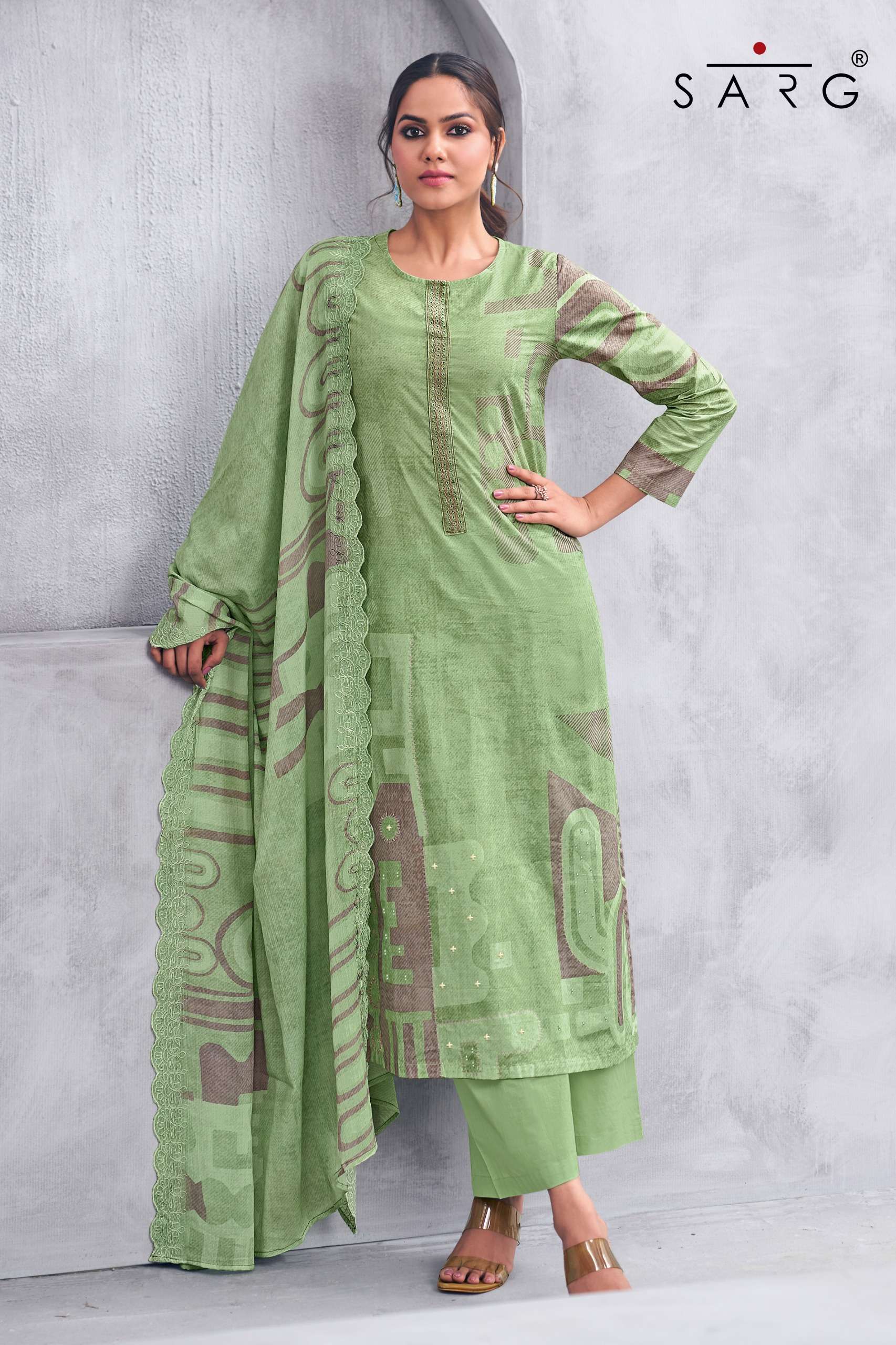 sarg mizna pure cotton lawn digital hand work salwar kameez online shopping wholesalers surat