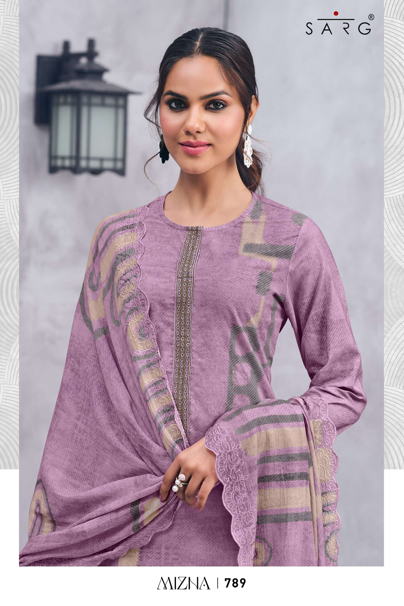 sarg mizna pure cotton lawn digital hand work salwar kameez online shopping wholesalers surat