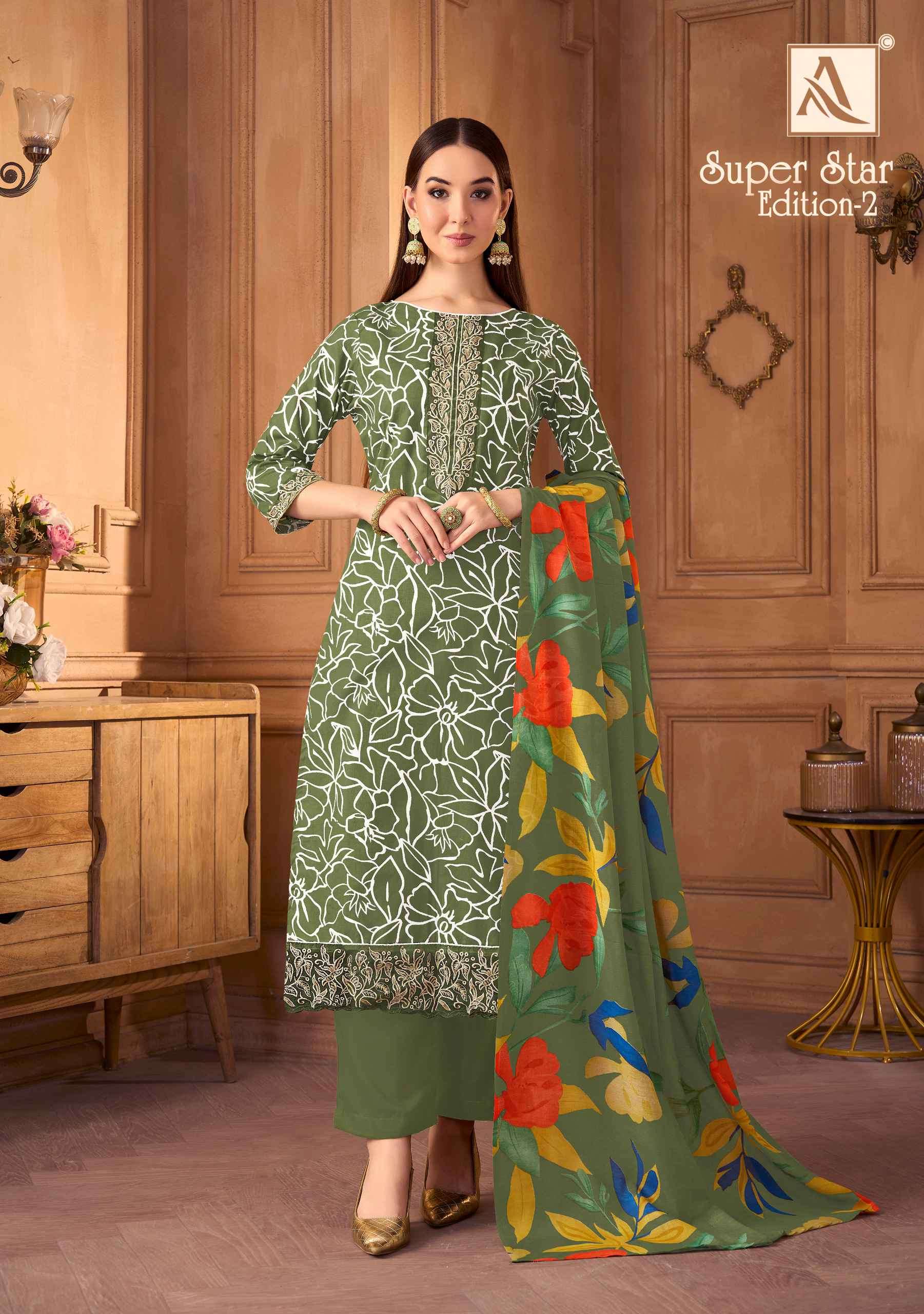 super star 2 by alok suits colors pure cambric fancy embroider designer salwar kameez best rant surat