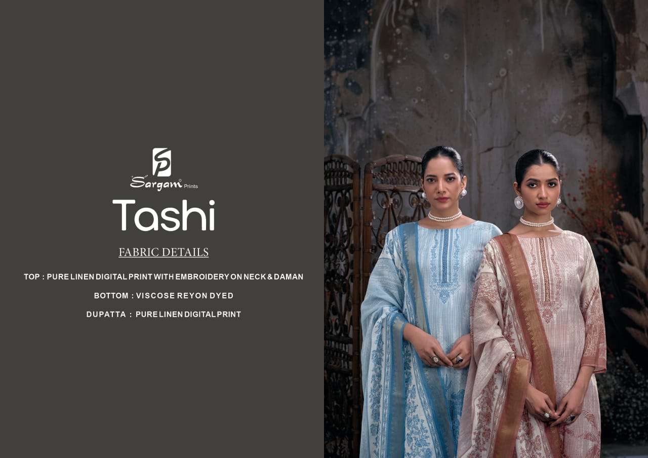 tashi by sargam colors pure linen fancy embroidery designer salwar kameez best rant online surat
