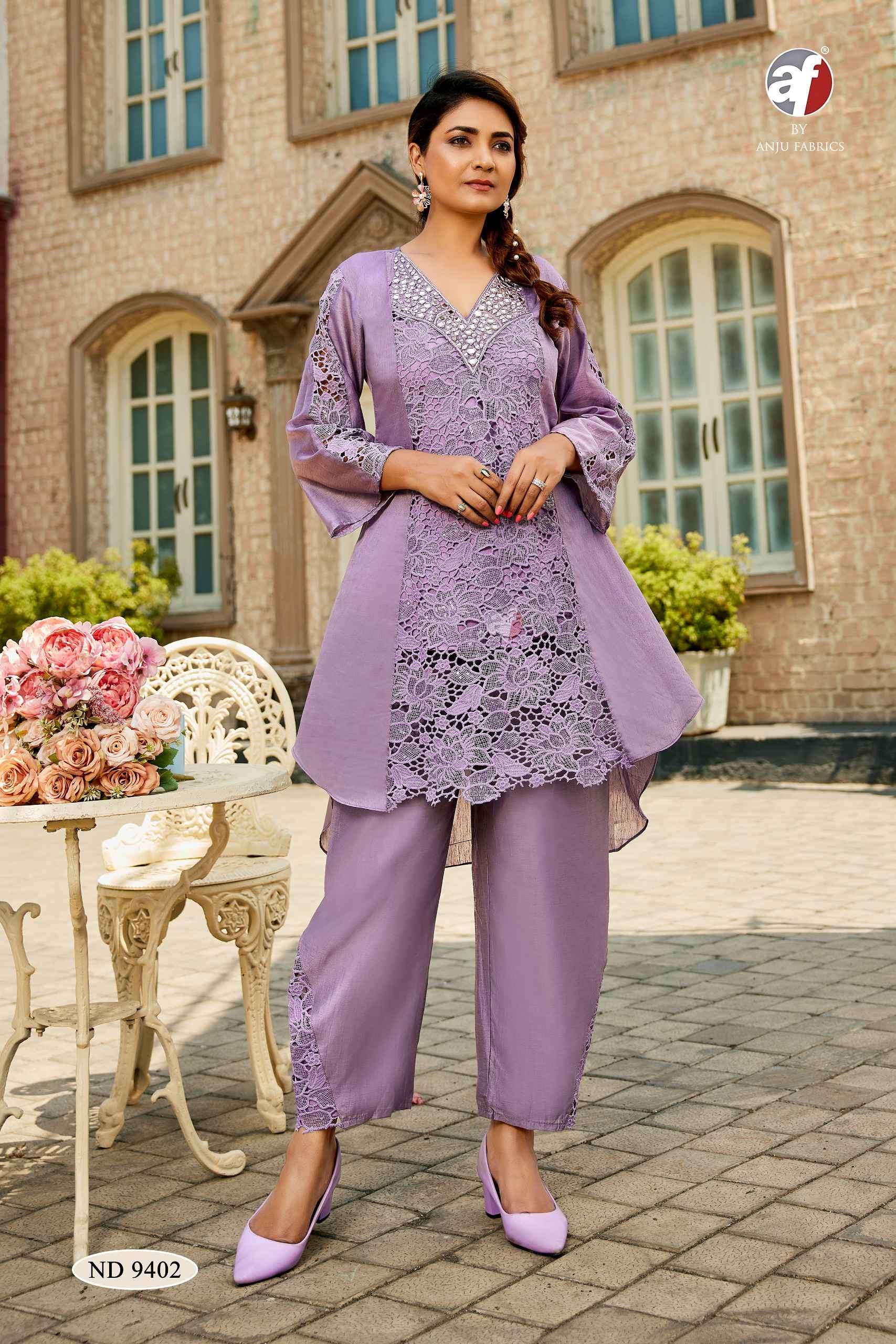 9402  by anju fabric exclusive designer party wear combo cord set collection buy online dealer surat
