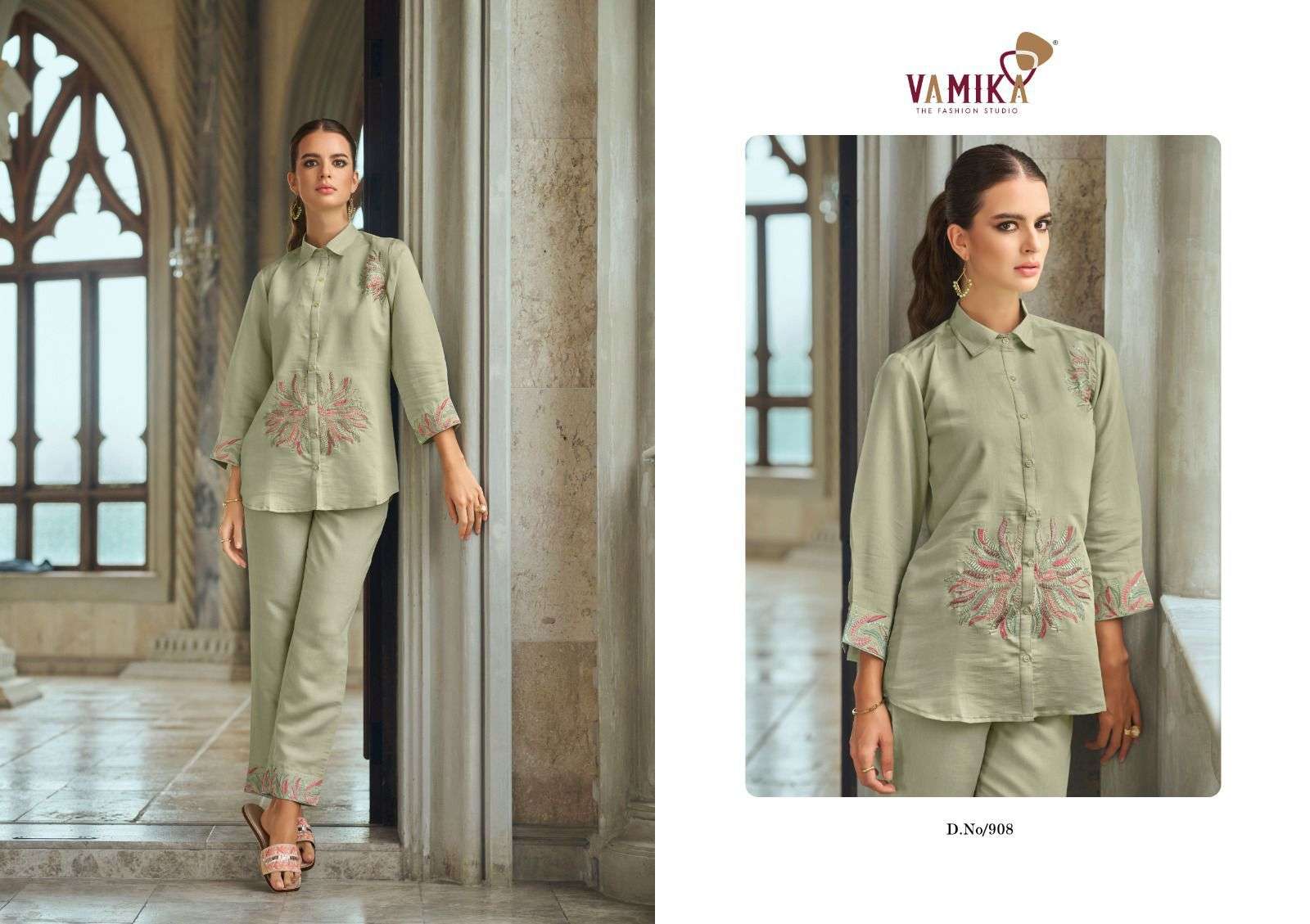 aleena vol 2 by vamika 907-910 series stylish summer wear readymade cord set buy online surat
