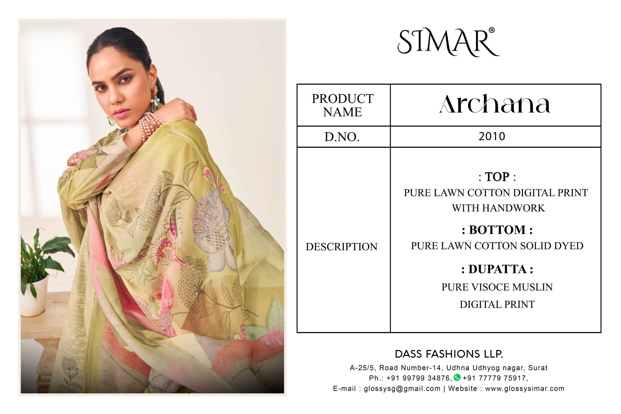 archana by simar colors premium unstitched designer lawn cotton salwar kameez online dealer surat