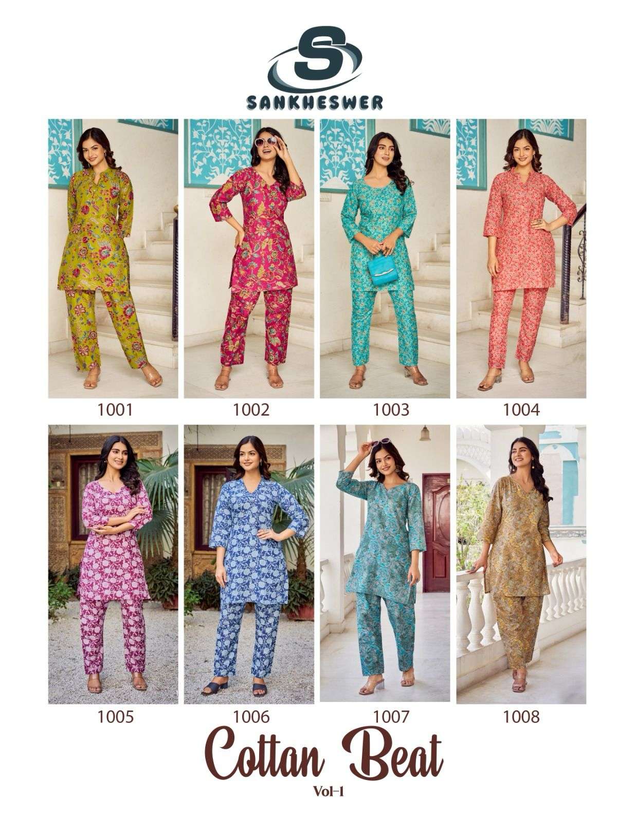 cotton beats sankheswer 1001-1008 series summer daily wear cotton cord set buy online surat