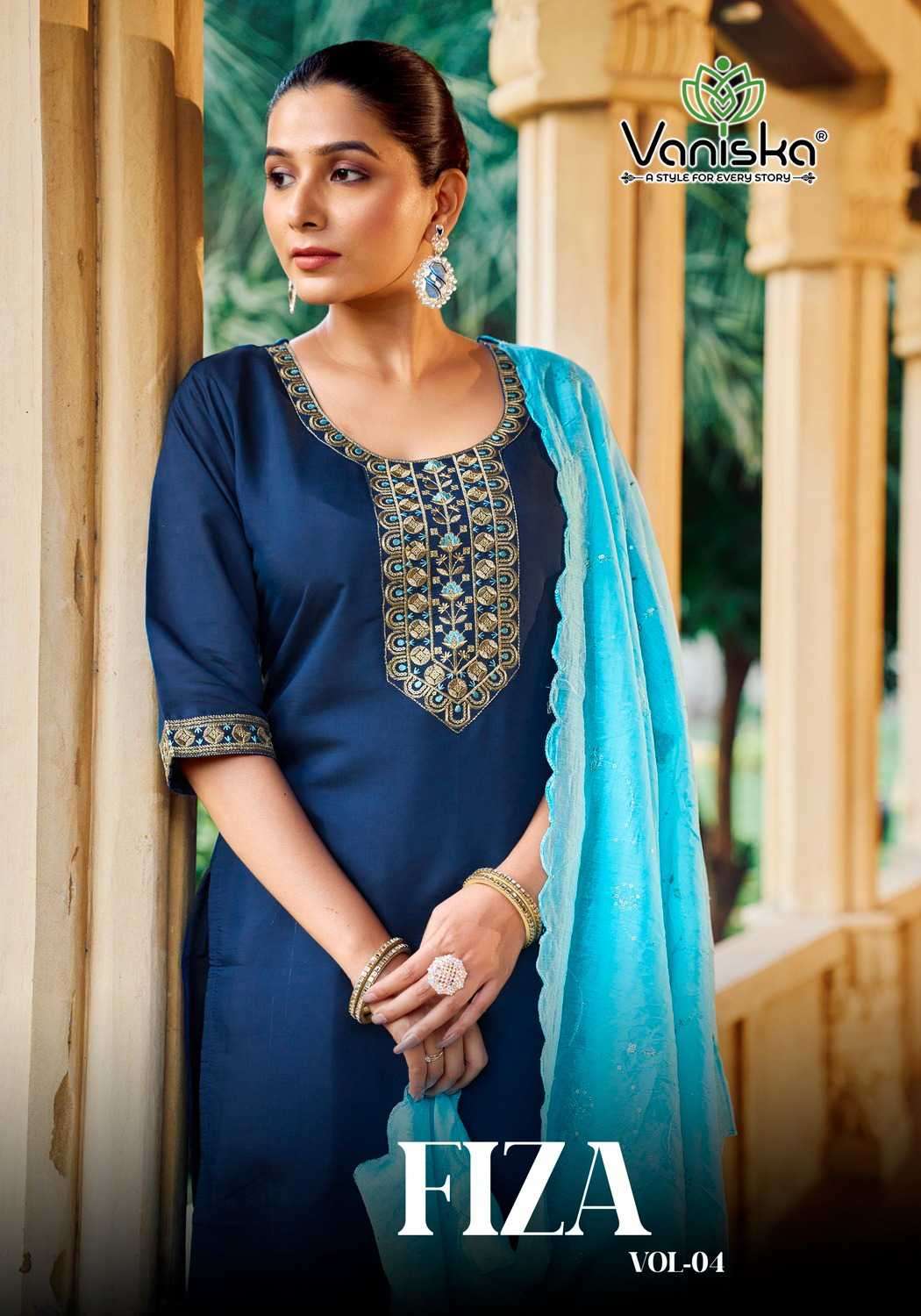 fiza vol 4 by vanishka colors best design fancy embroidery readymade straight cut collection online surat