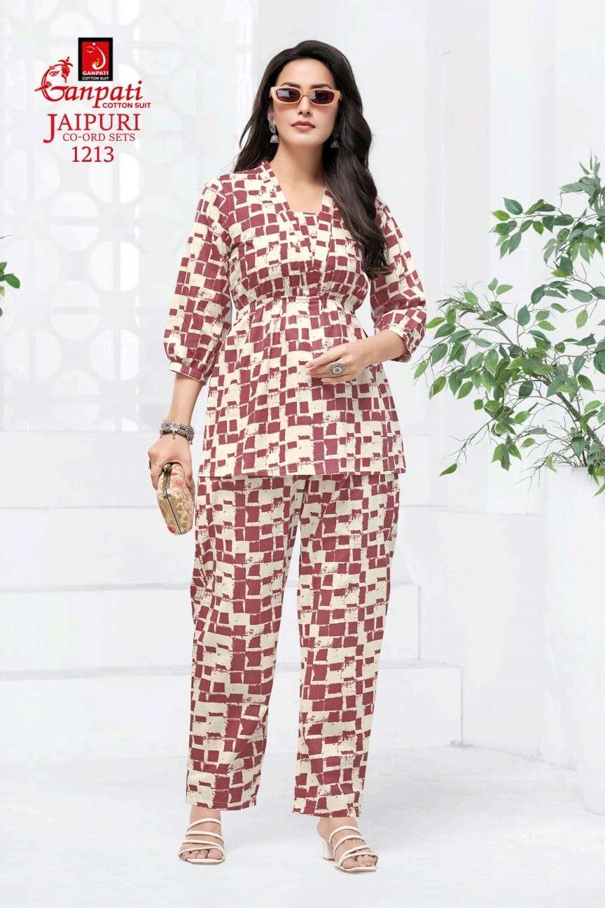 jaipuri cord set 1219 by ganpati cotton suits pure cotton readymade cord set for daily wear buy online surat