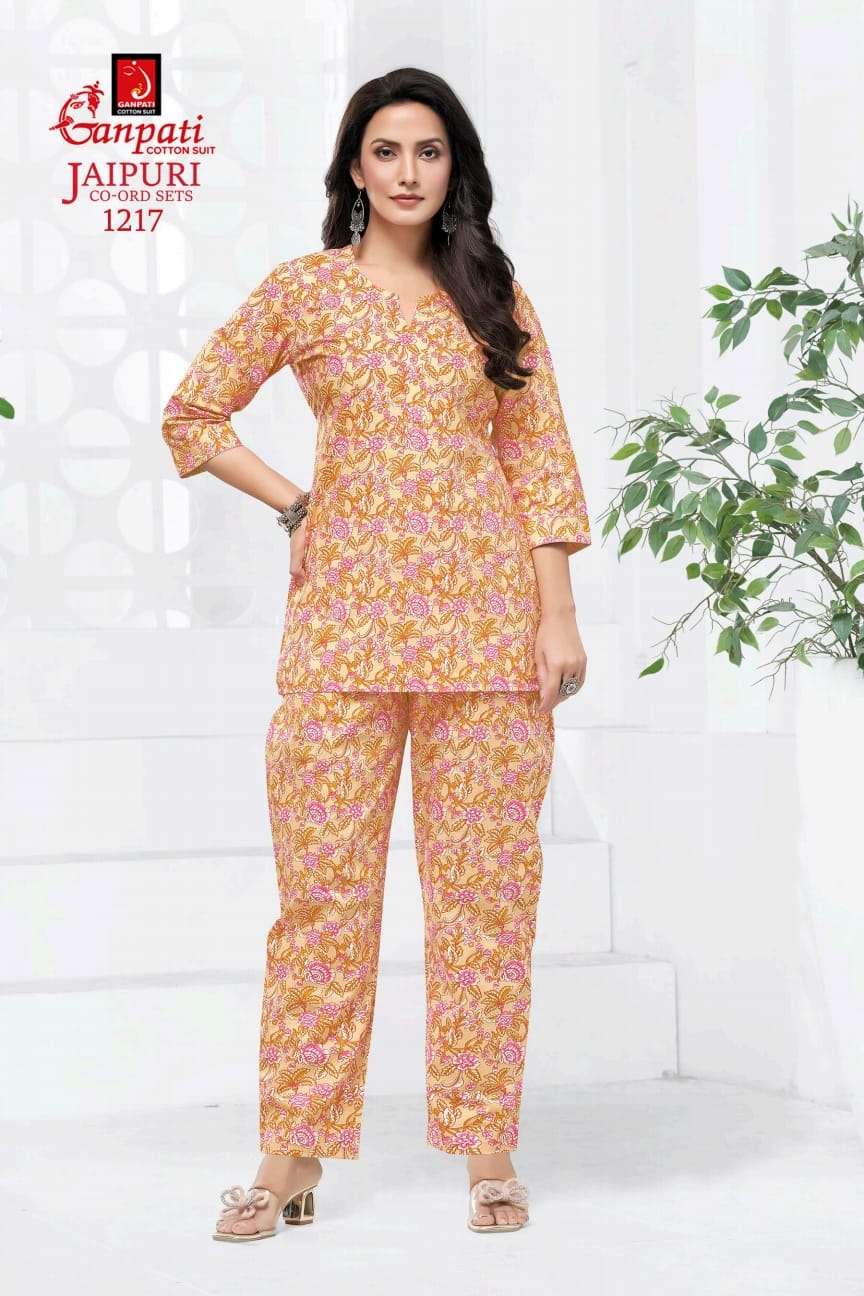 jaipuri cord set 1219 by ganpati cotton suits pure cotton readymade cord set for daily wear buy online surat