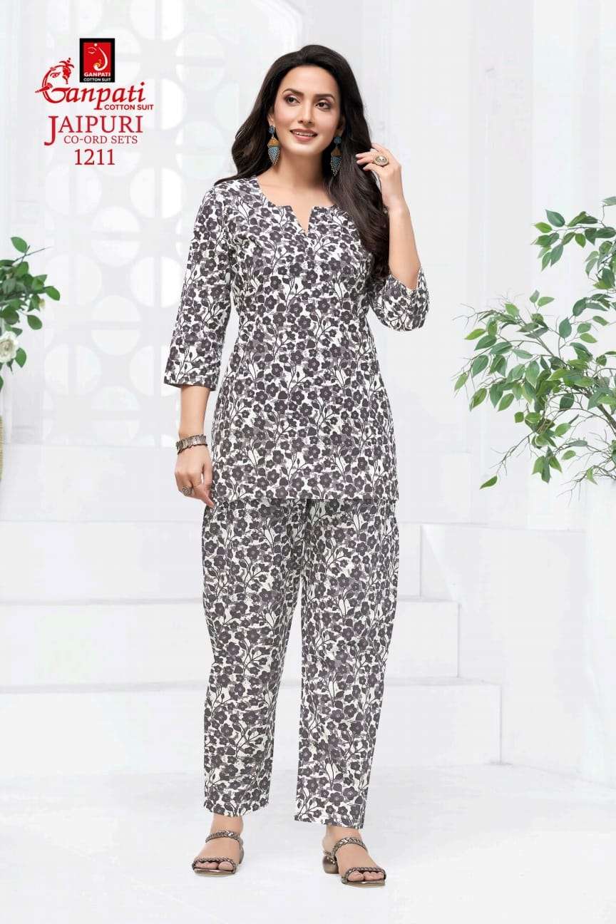 jaipuri cord set 1219 by ganpati cotton suits pure cotton readymade cord set for daily wear buy online surat