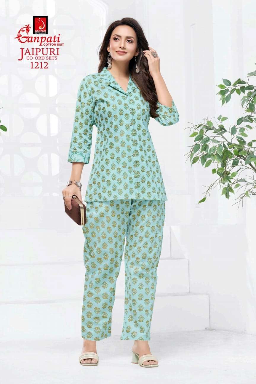 jaipuri cord set 1219 by ganpati cotton suits pure cotton readymade cord set for daily wear buy online surat