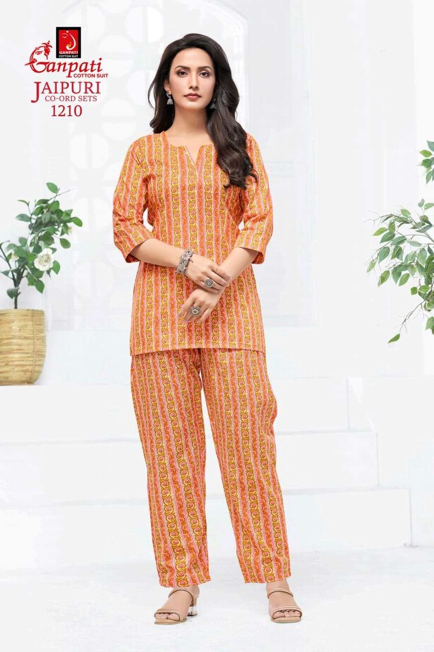 jaipuri cord set 1219 by ganpati cotton suits pure cotton readymade cord set for daily wear buy online surat