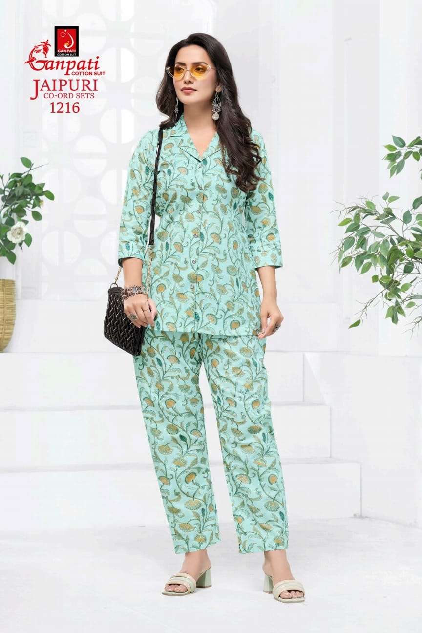 jaipuri cord set 1219 by ganpati cotton suits pure cotton readymade cord set for daily wear buy online surat