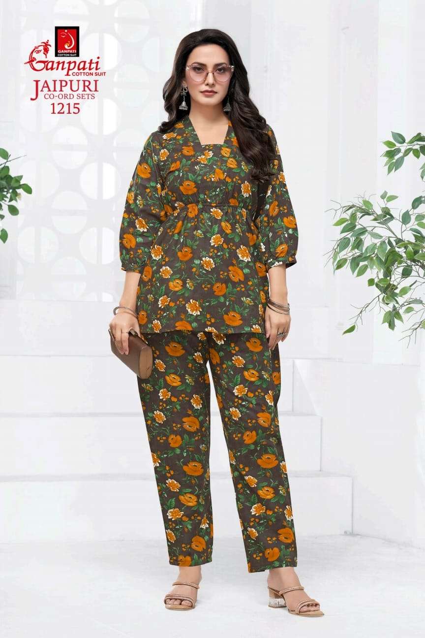 jaipuri cord set 1219 by ganpati cotton suits pure cotton readymade cord set for daily wear buy online surat