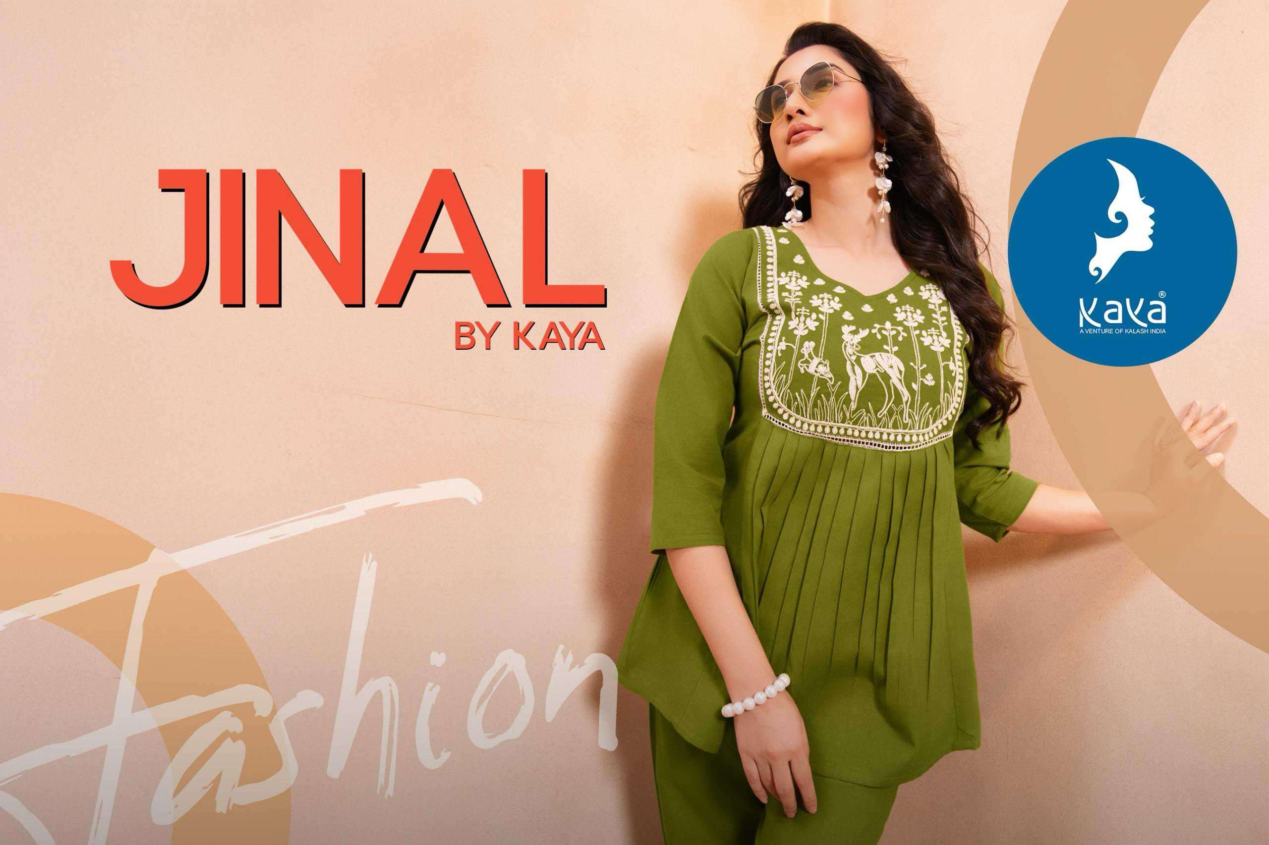 jinal by kaya kurti 01-04 series Bes cord sets for spring and summer casual wear readymade collection online surat