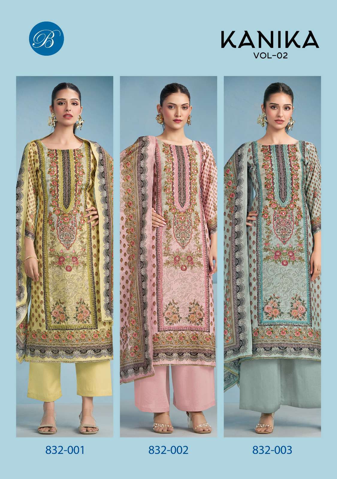 kanika vol 1 by belliza colors ready to unstitched casual wear salwar kameez online surat