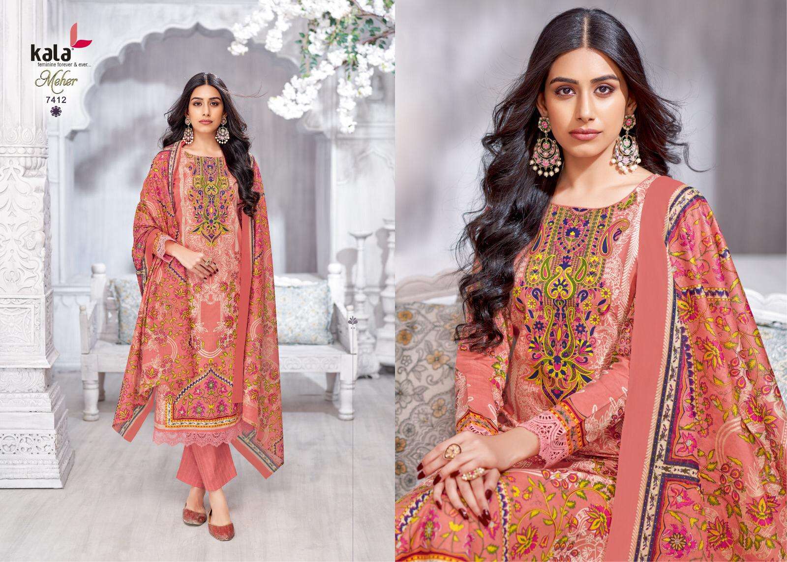 meher vol 22 by tarika creation colors 7401-7412 series cotton casual wear readymade kurti with pant set buy online best price surat