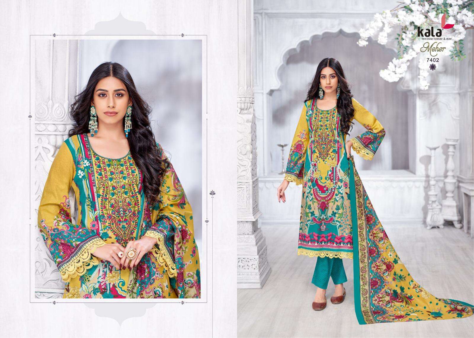 meher vol 22 by tarika creation colors 7401-7412 series cotton casual wear readymade kurti with pant set buy online best price surat