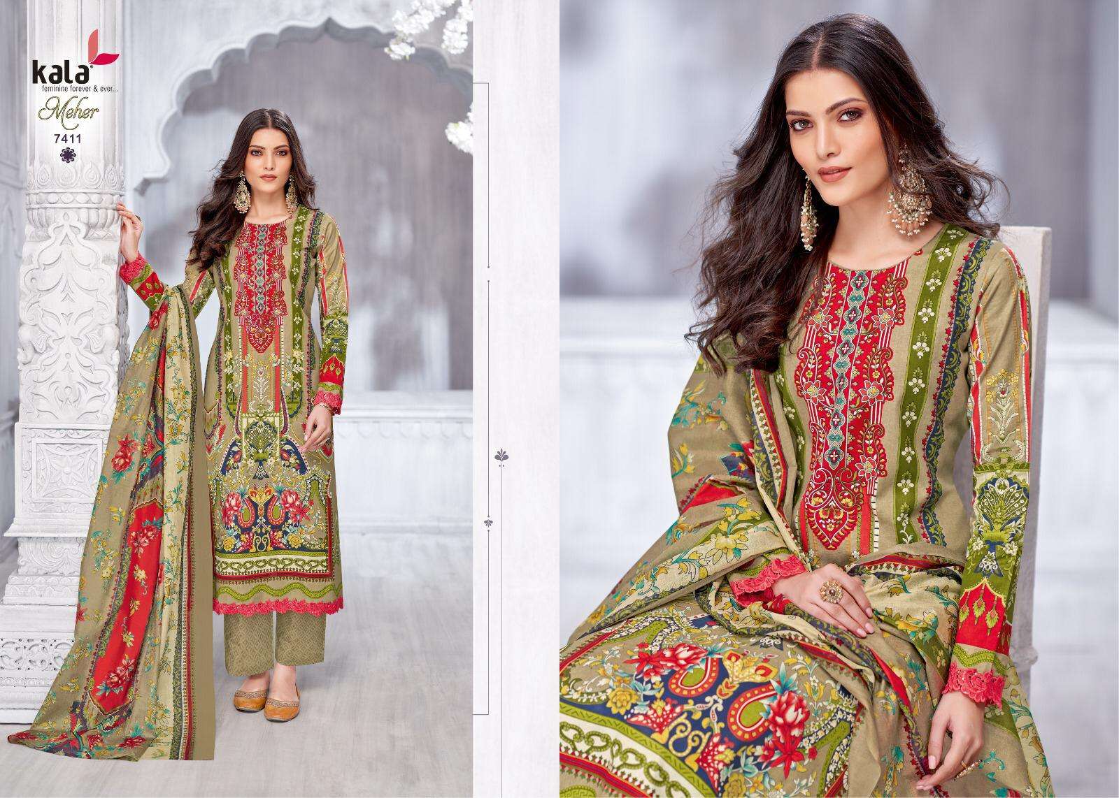 meher vol 22 by tarika creation colors 7401-7412 series cotton casual wear readymade kurti with pant set buy online best price surat
