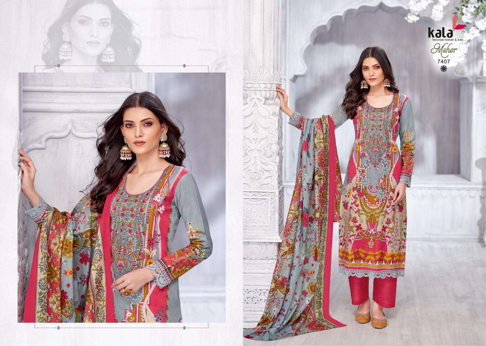 meher vol 22 by tarika creation colors 7401-7412 series cotton casual wear readymade kurti with pant set buy online best price surat