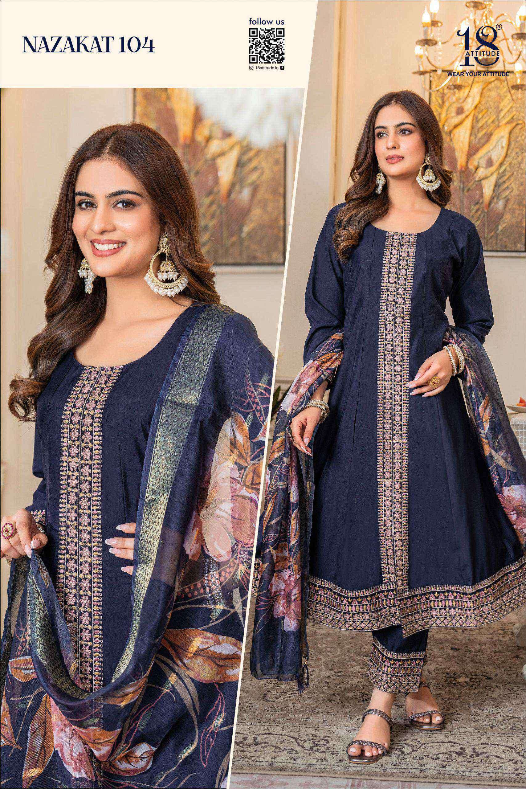 nazakat by 18 attitude colors designer anarkali style readymade salwar kameez best online price surat